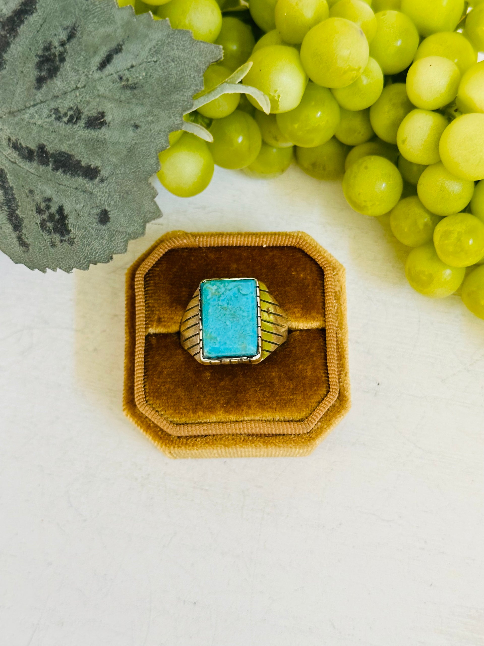 Ray Jack Kingman Turquoise & Sterling Silver Ring Size 11.5