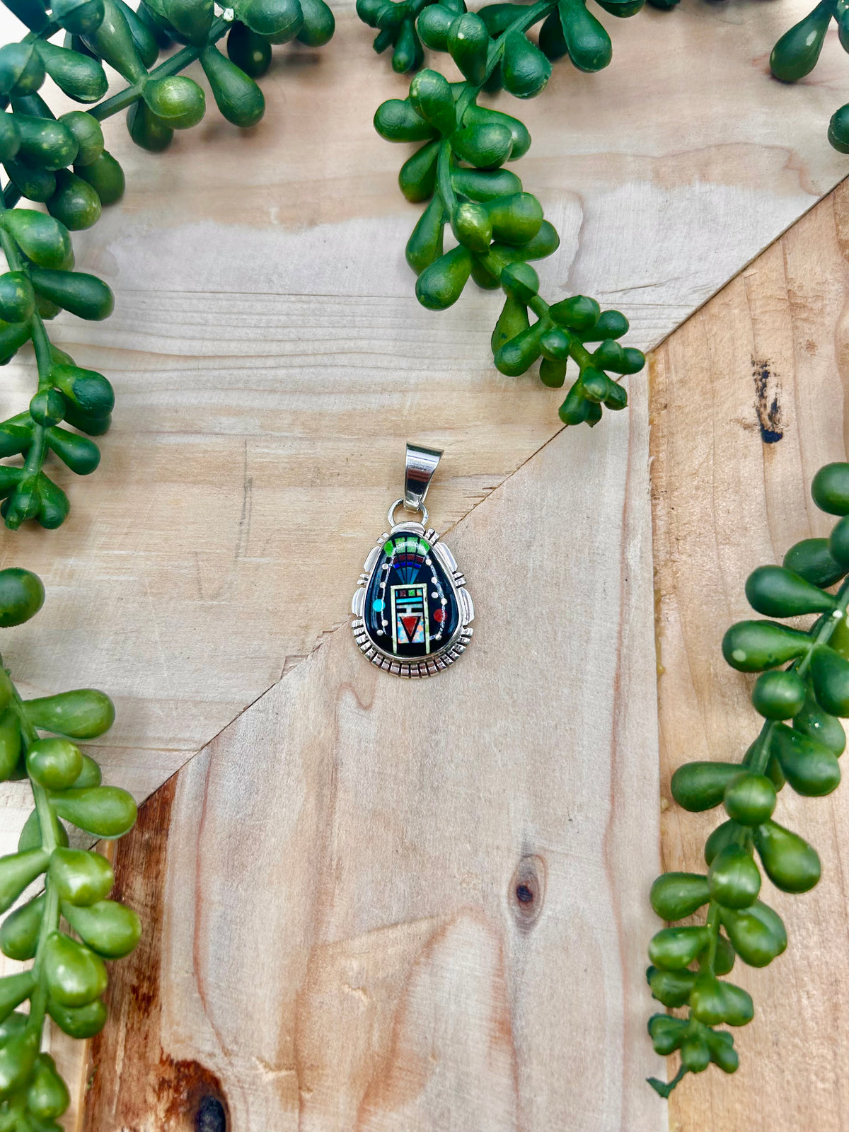 Norvin Johnson Multi Stone & Sterling Silver Pendant