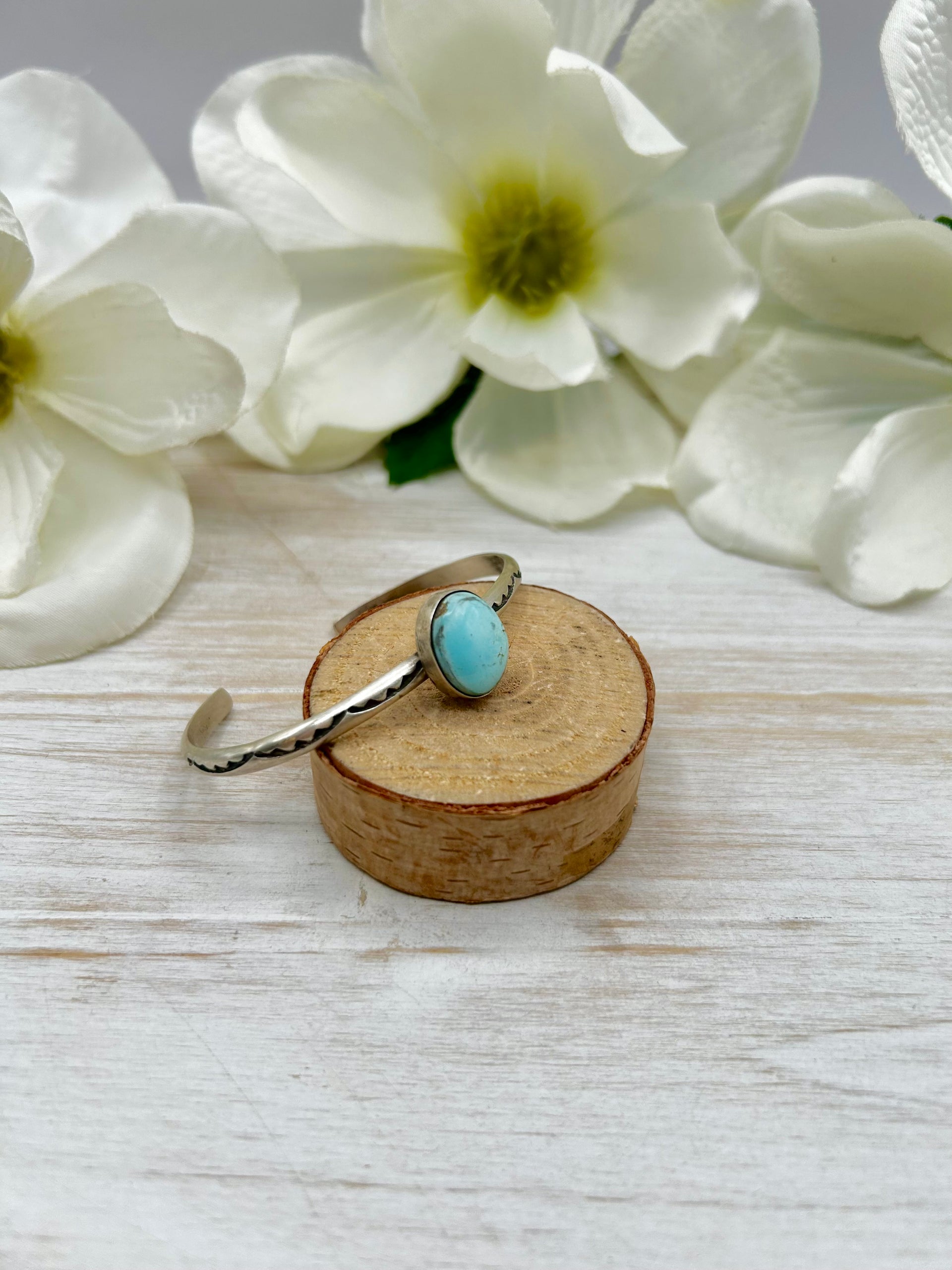 Navajo Made Golden Hill Turquoise & Sterling Silver Cuff Bracelet
