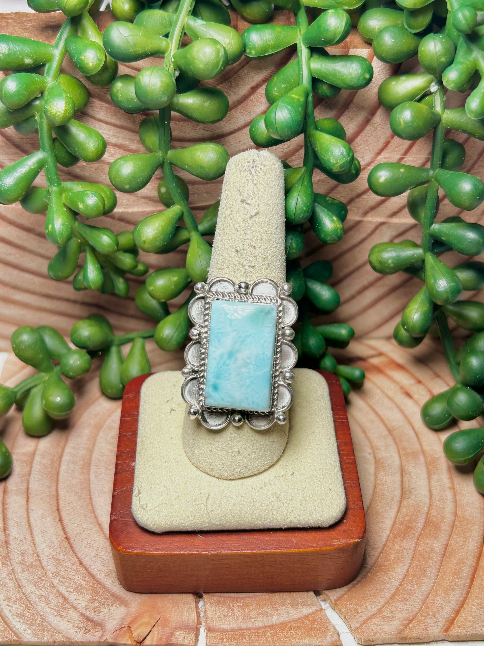 Navajo Made Larimar & Sterling Sliver Ring Size 9
