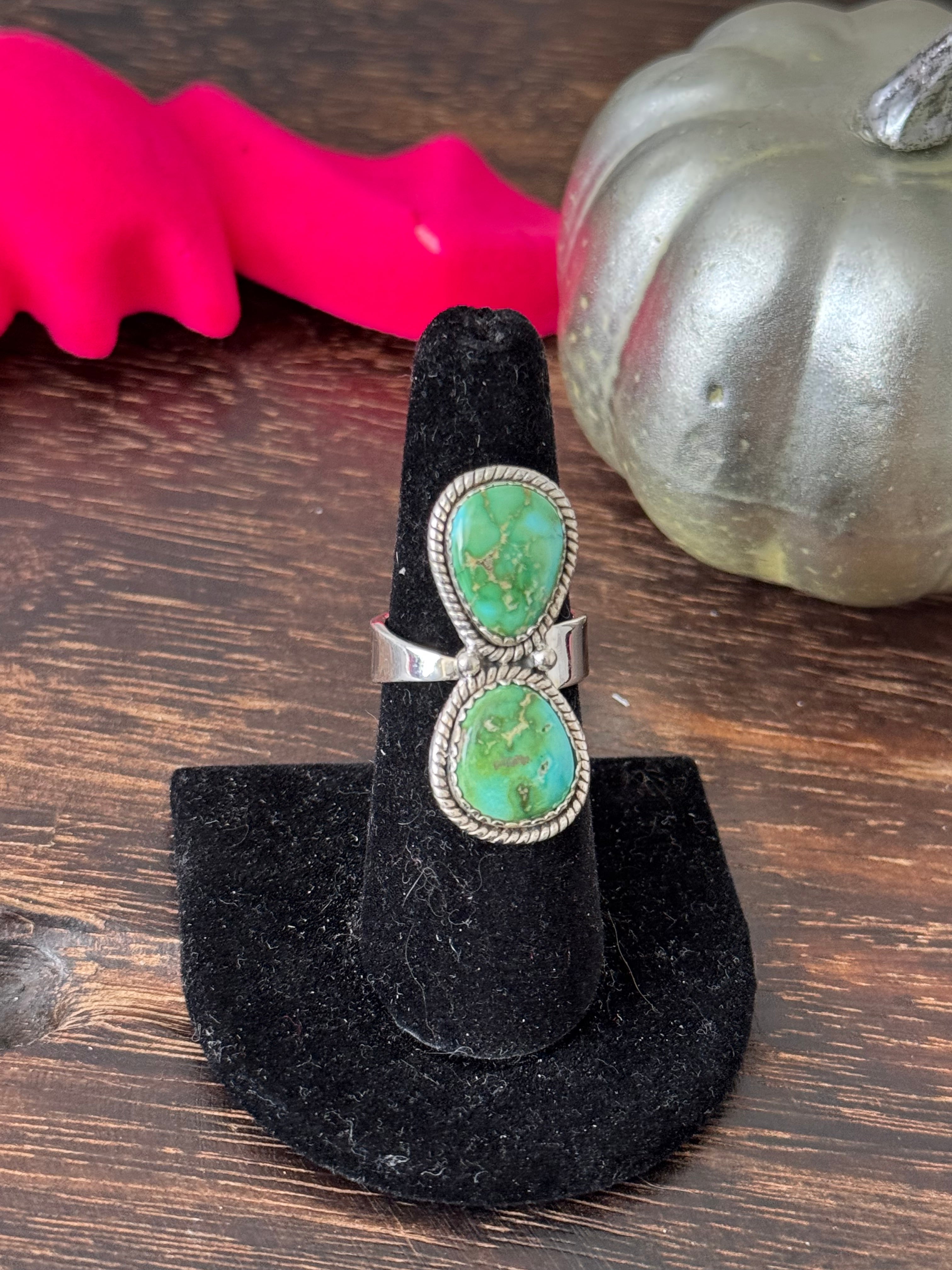 Southwest Handmade Sonoran Mountain Turquoise & Sterling Silver Adjustable Ring