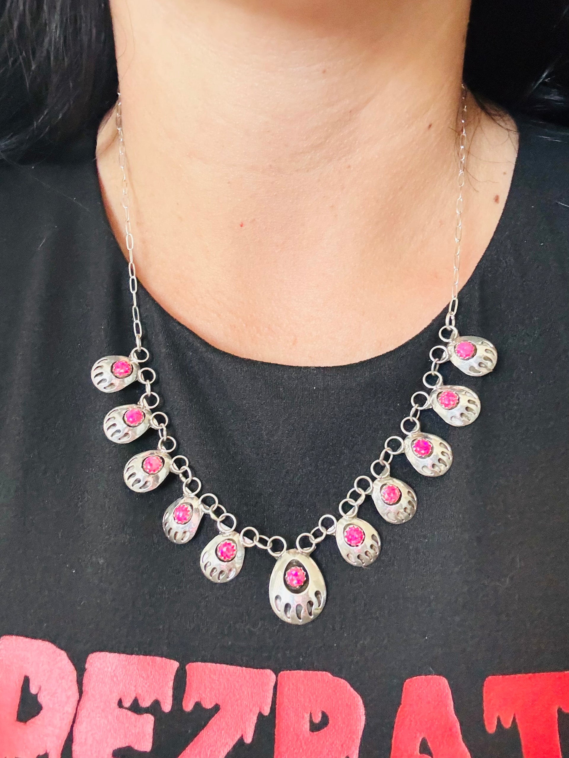 Navajo Made Opal & Sterling Silver Necklace Set