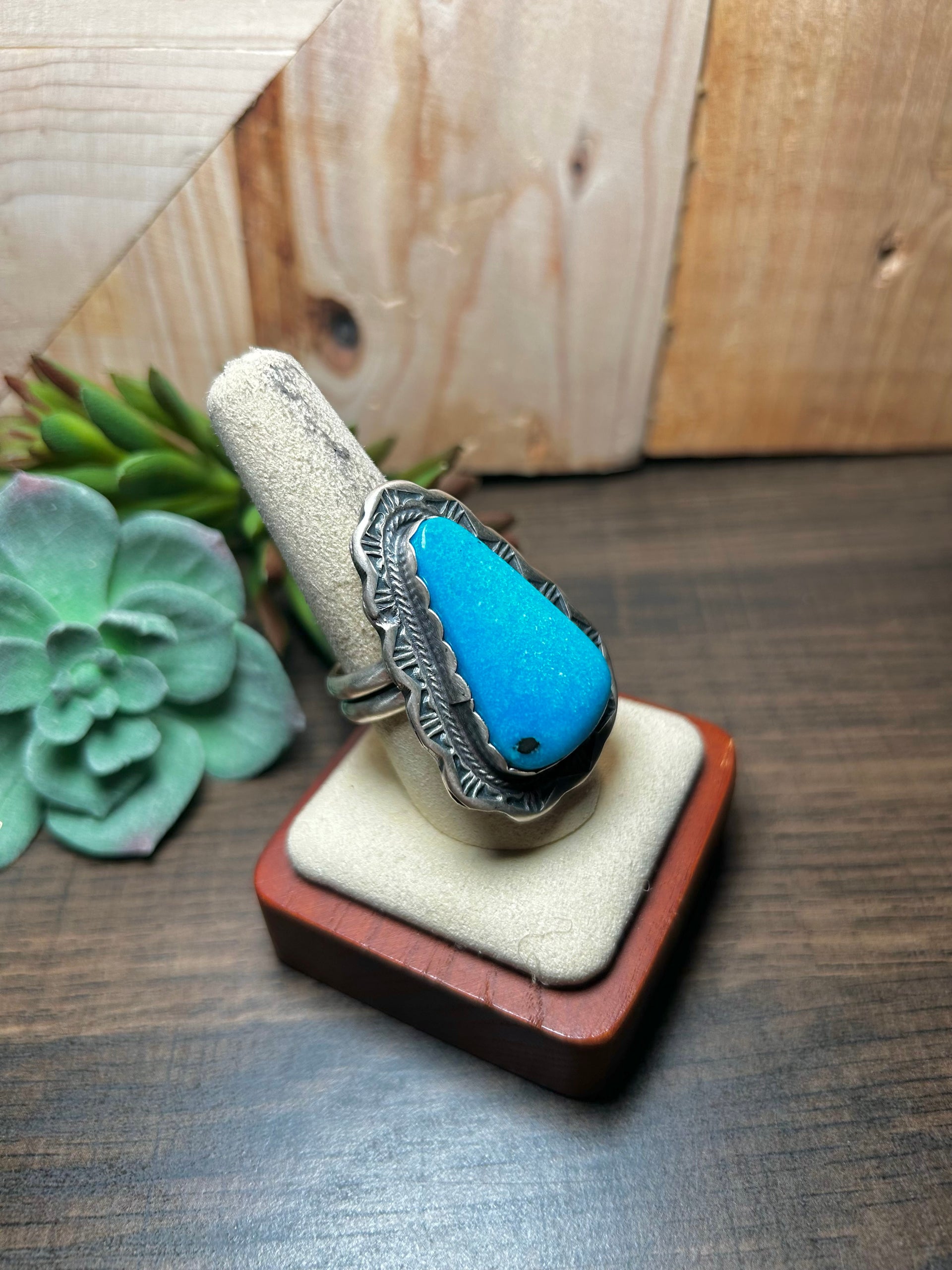 Thomas Francisco Blue Green Turquoise& Sterling Silver Adjustable Ring