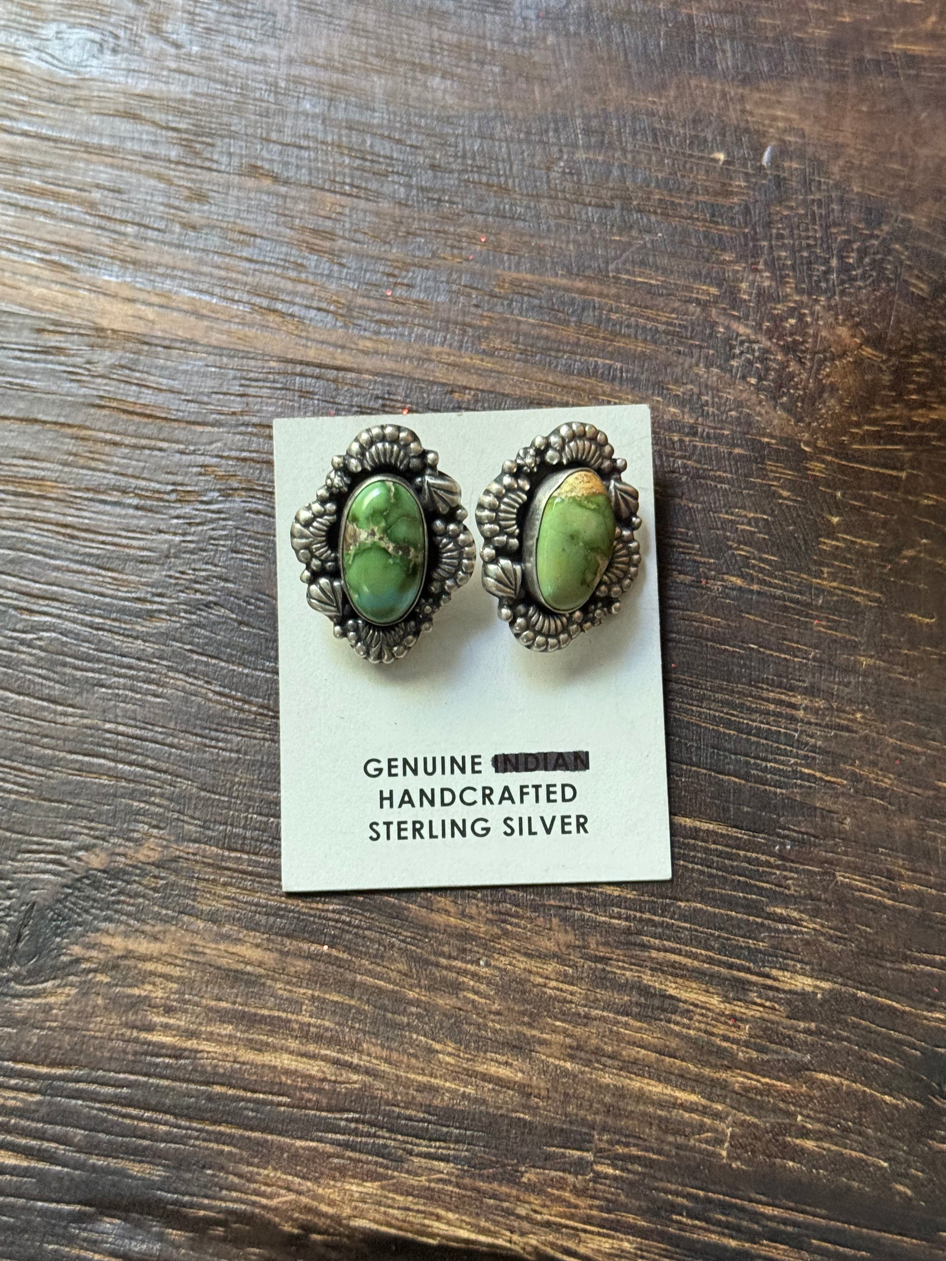 Southwest Handmade Sonoran Mountain Turquoise & Sterling Silver Post Earrings