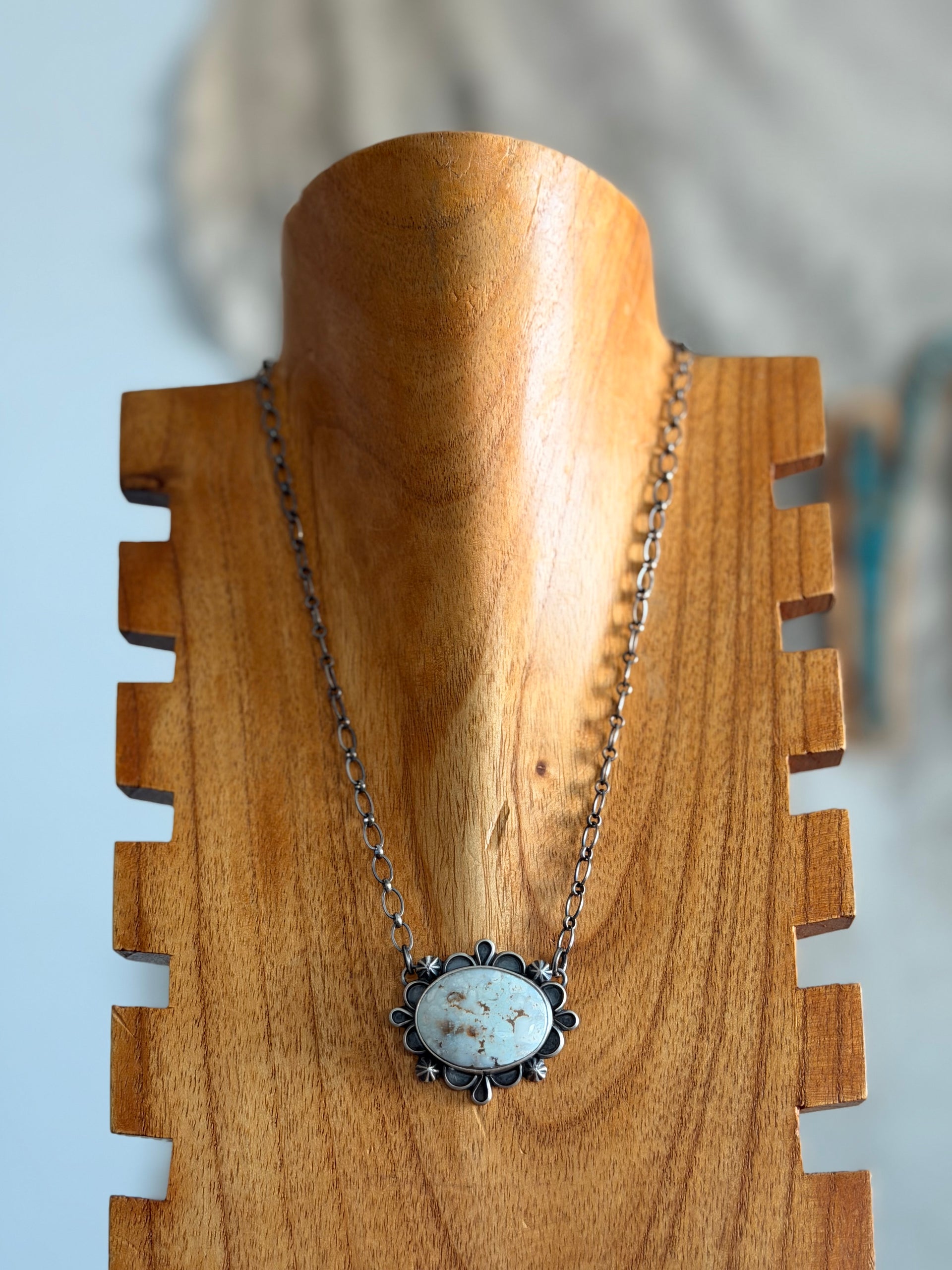 Jameson Garcia Natural Dry Creek Turquoise & Sterling Silver Bar Necklace