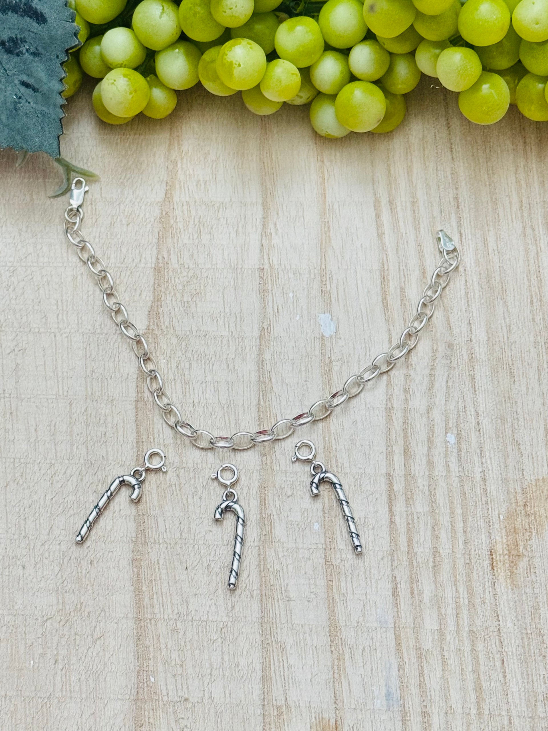 Navajo Made Sterling Silver Candy Cane Charms
