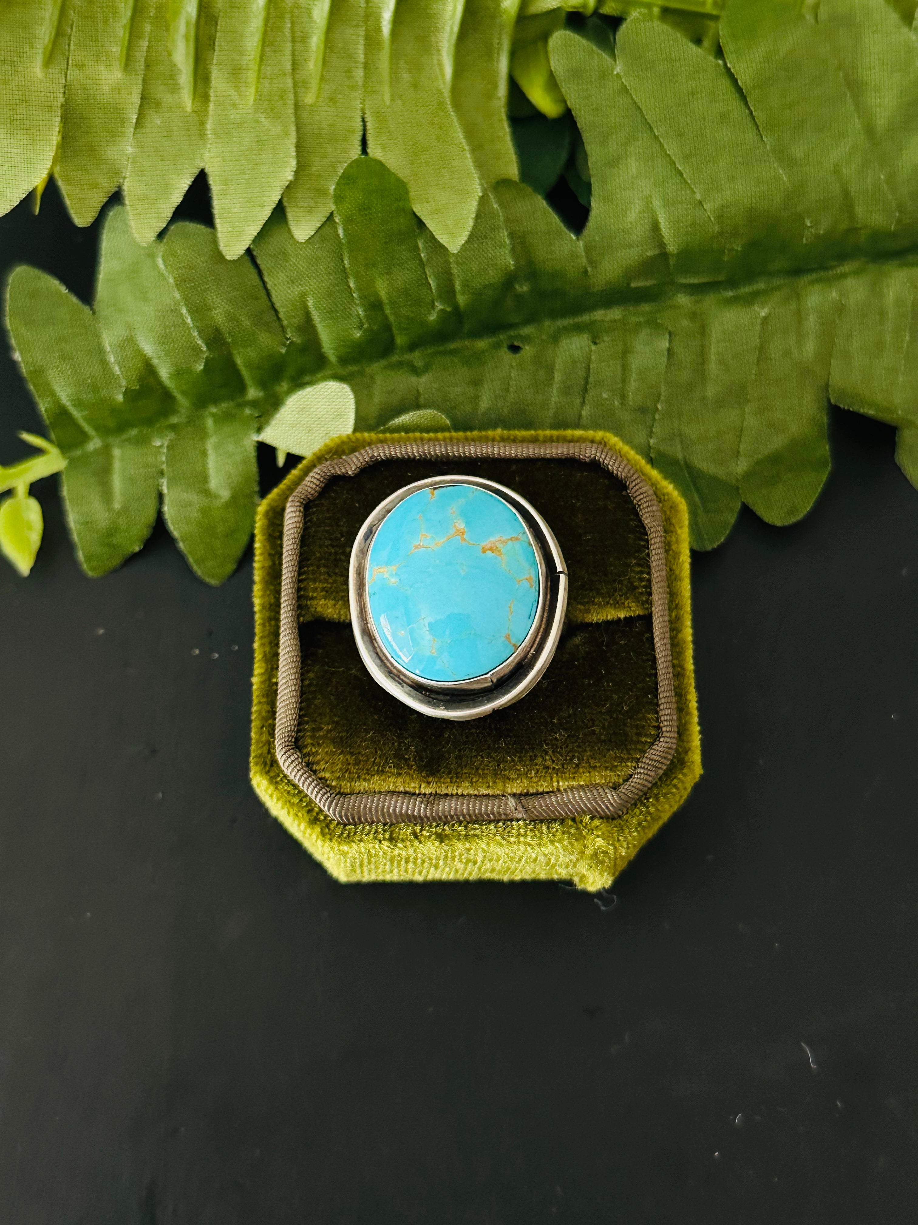 Navajo Made Kingman Turquoise & Sterling Silver Ring