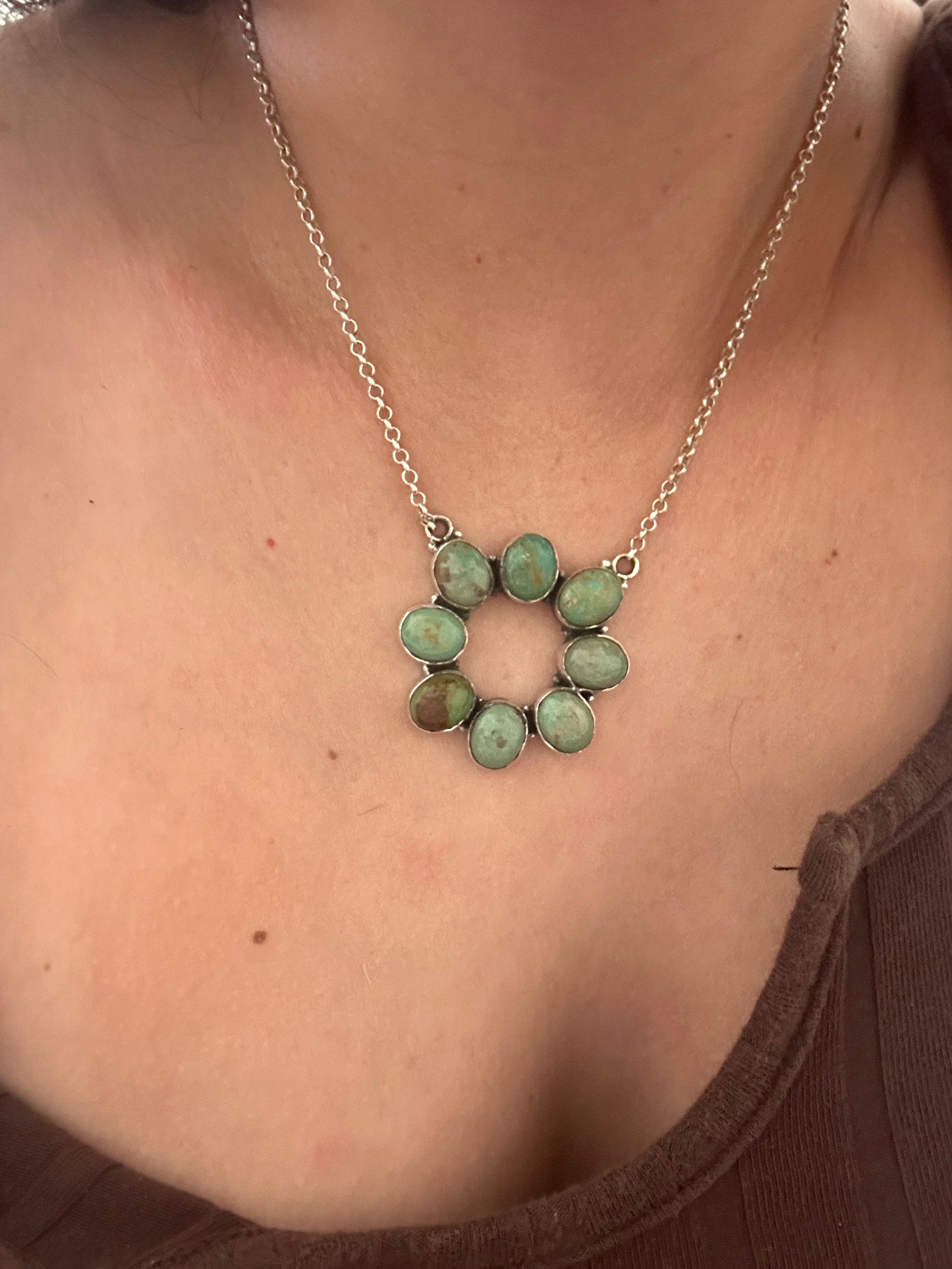 Southwest Made Kingman Turquoise & Sterling Silver Necklace