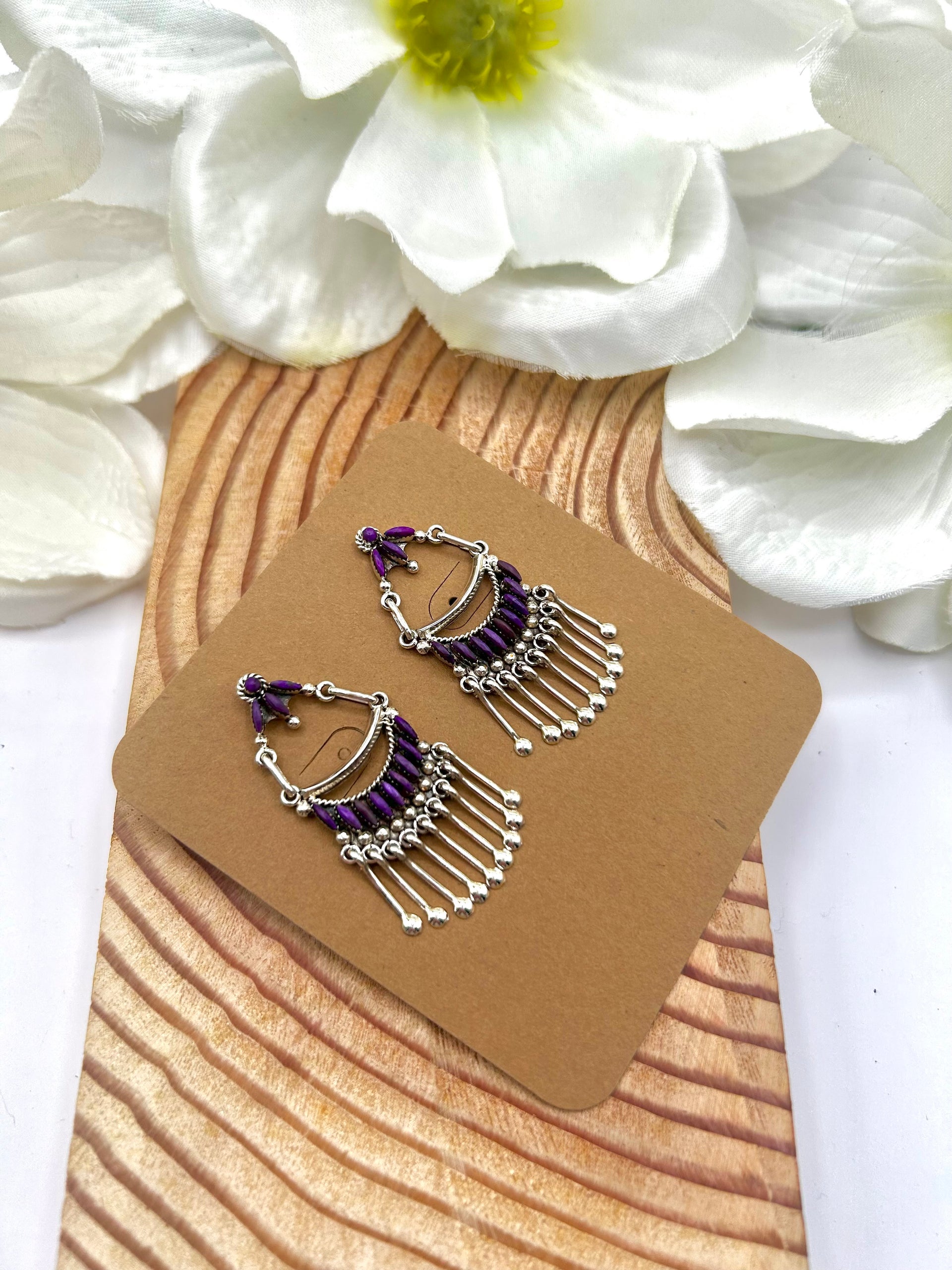 Zuni Made Sugilite & Sterling Silver Post  Earrings