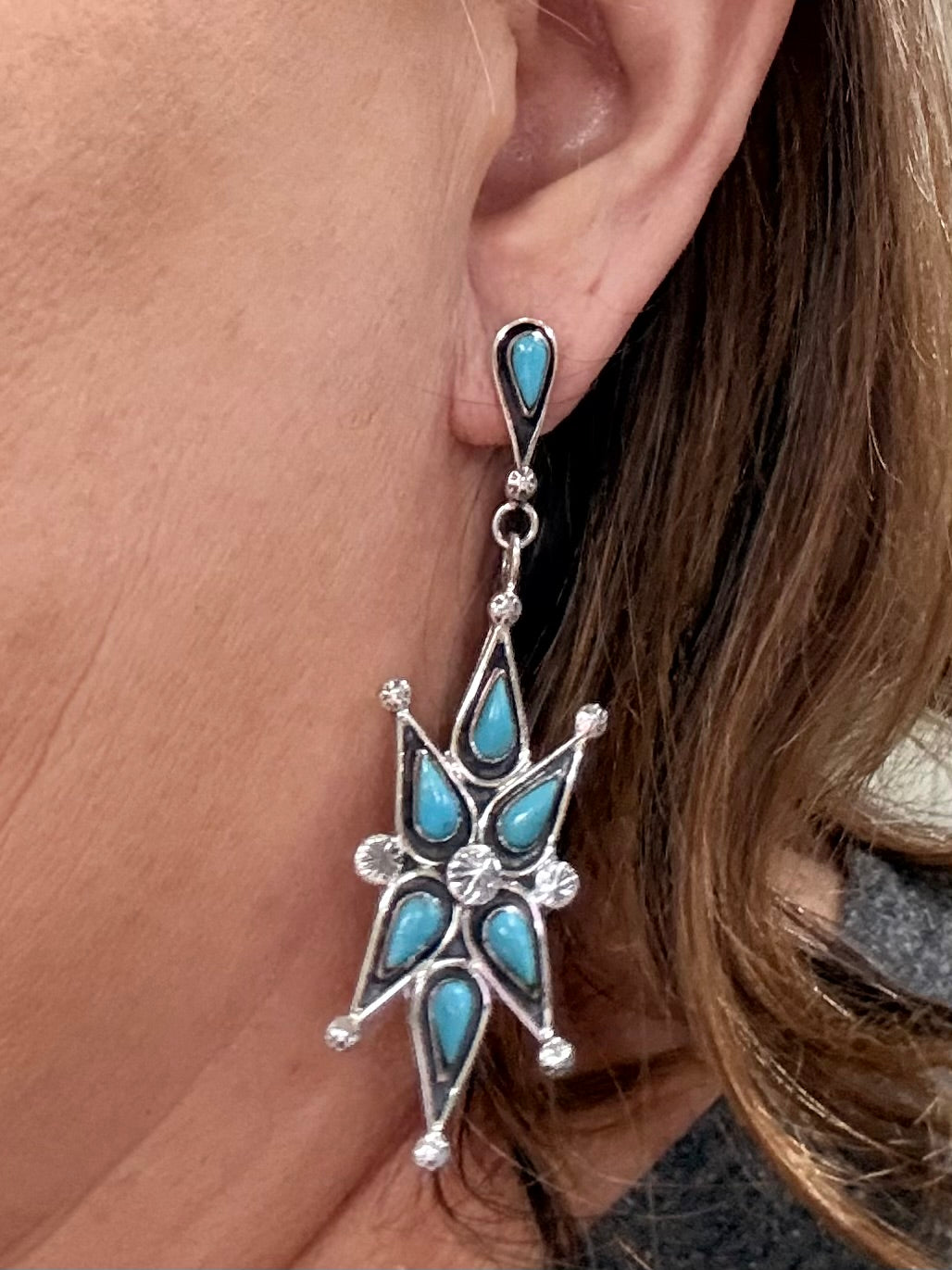Southwest Handmade Turquoise & Sterling Silver Earrings