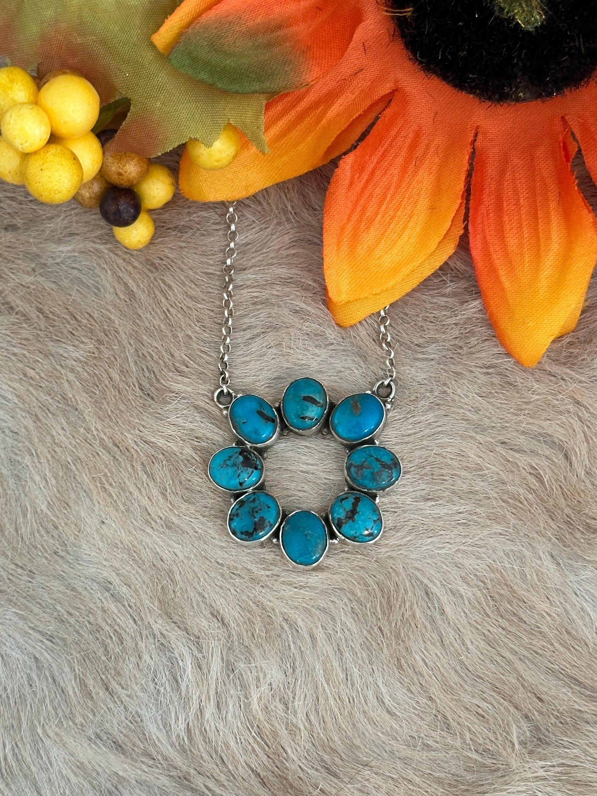 Southwest Made Kingman Turquoise & Sterling Silver Necklace