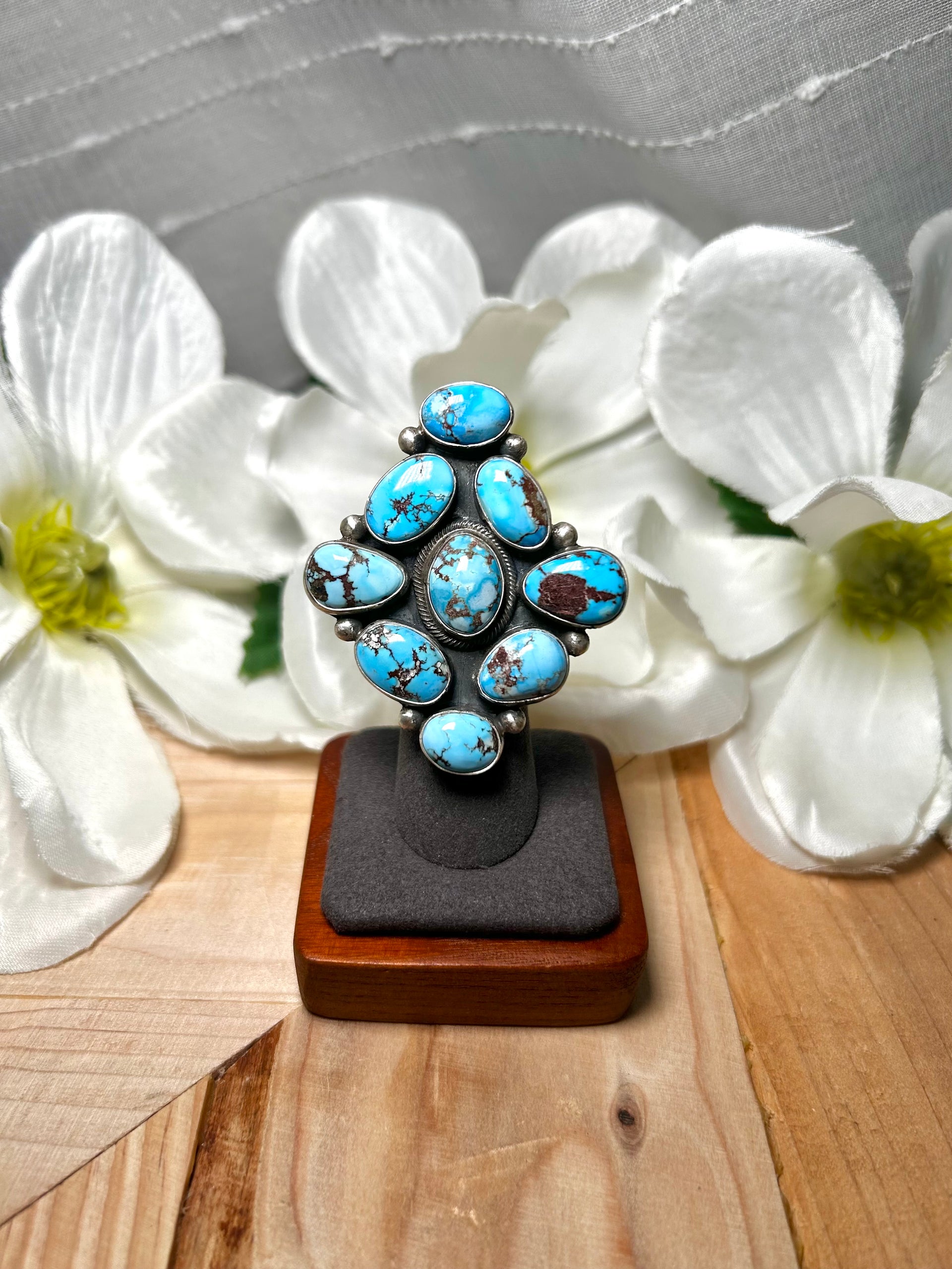 Bobby Johnson Golden Hill Turquoise & Sterling Silver Ring Size 5.75