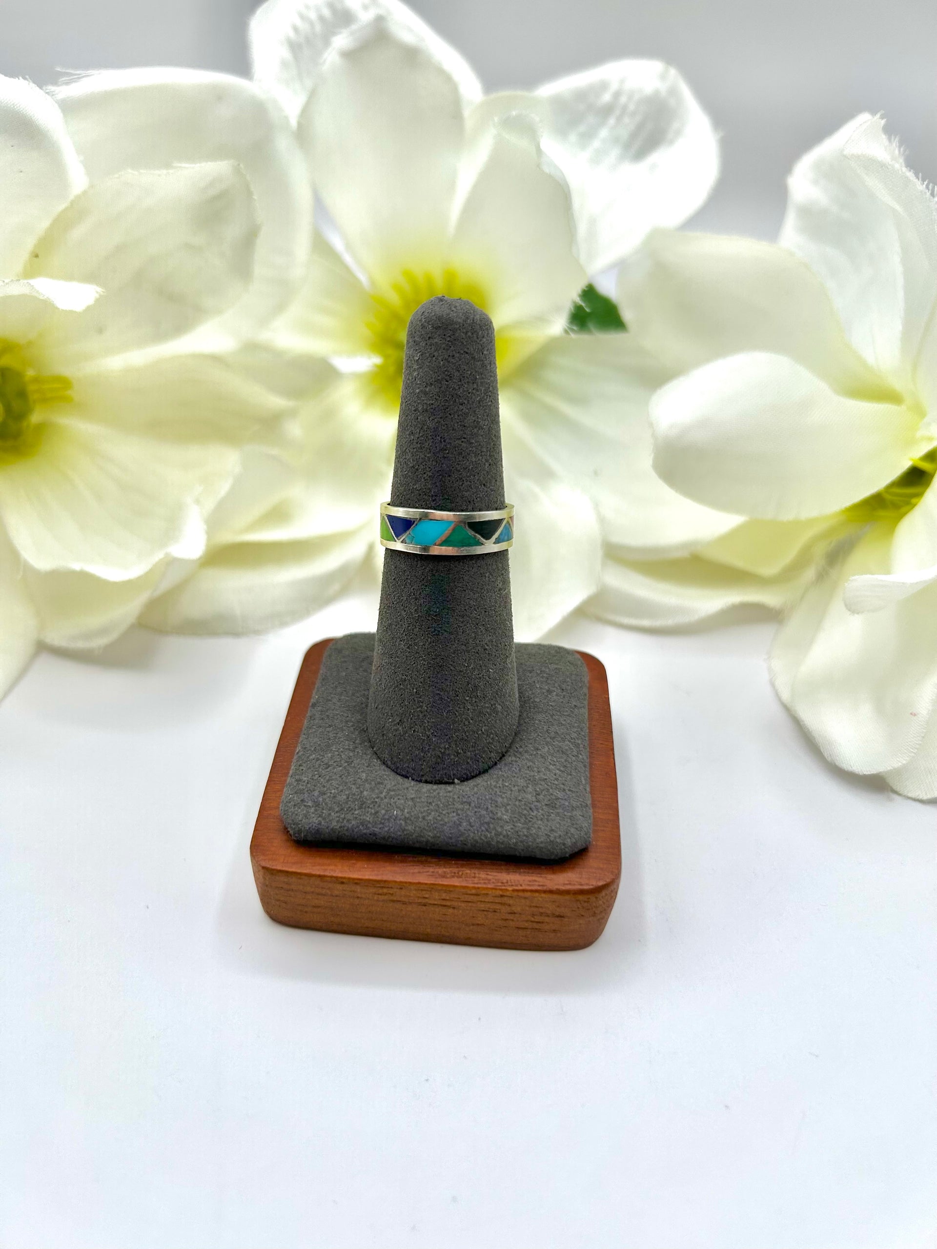 Navajo Made Multi Stone & Sterling Silver Ring