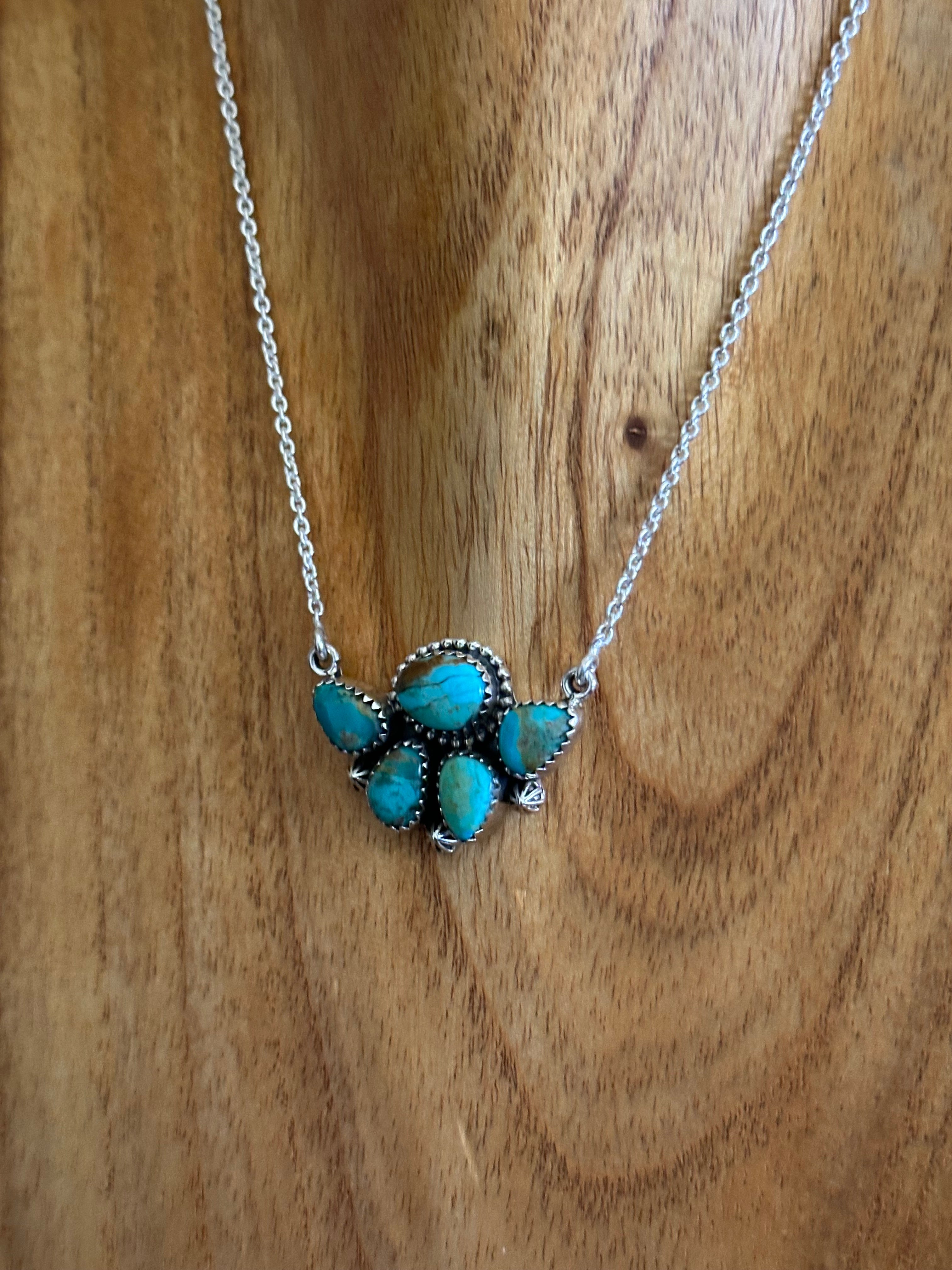 Southwest Made Kingman Turquoise & Sterling Silver Necklace