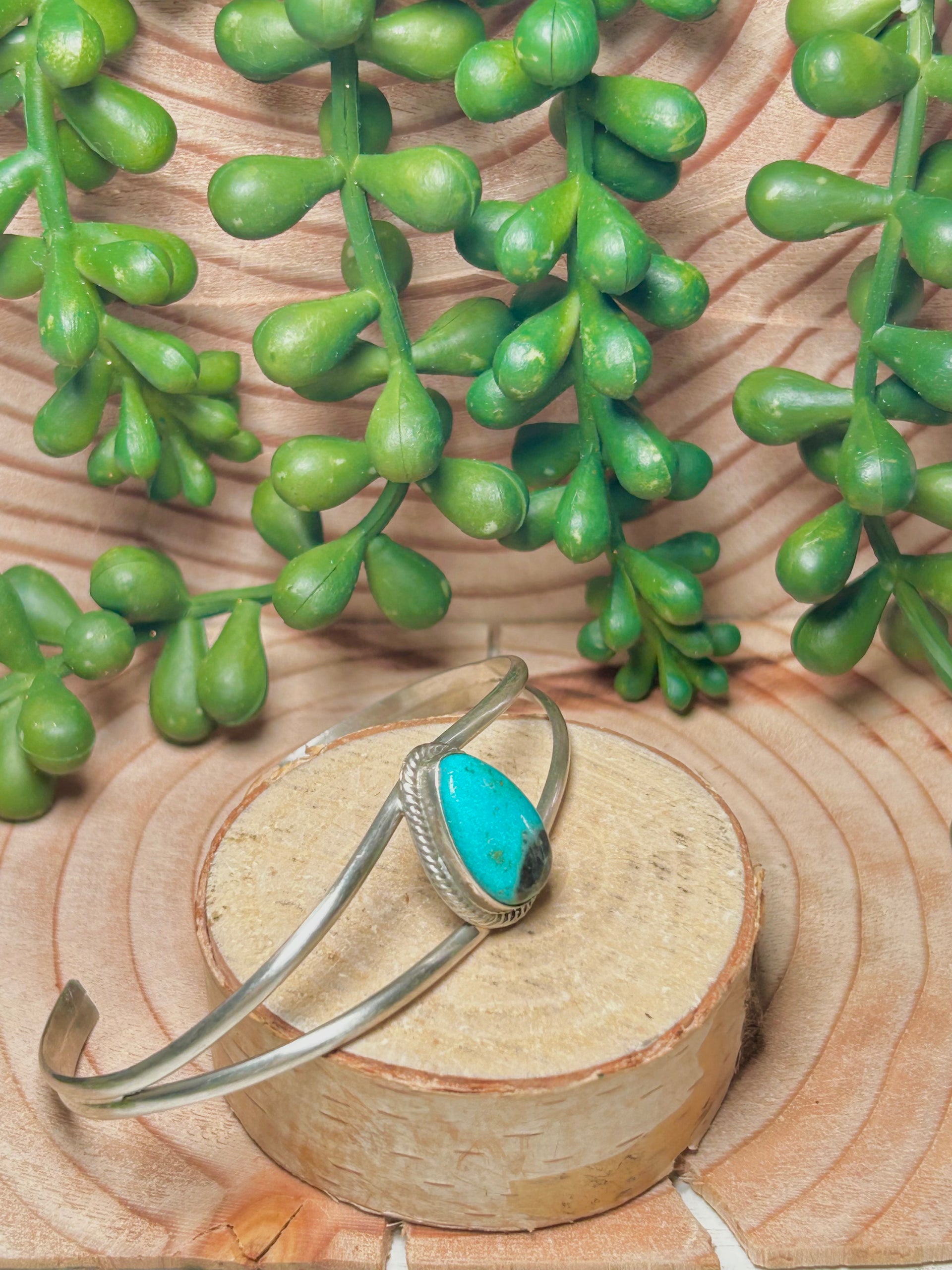 Navajo Made Kingman Turquoise & Sterling Silver Cuff Bracelet