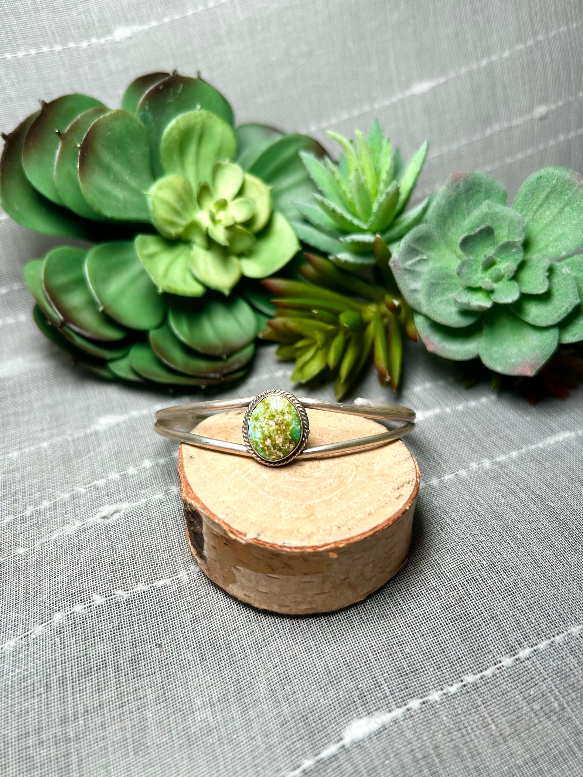 Navajo Made Sonoran Mountain Turquoise & Sterling Silver Cuff Bracelet