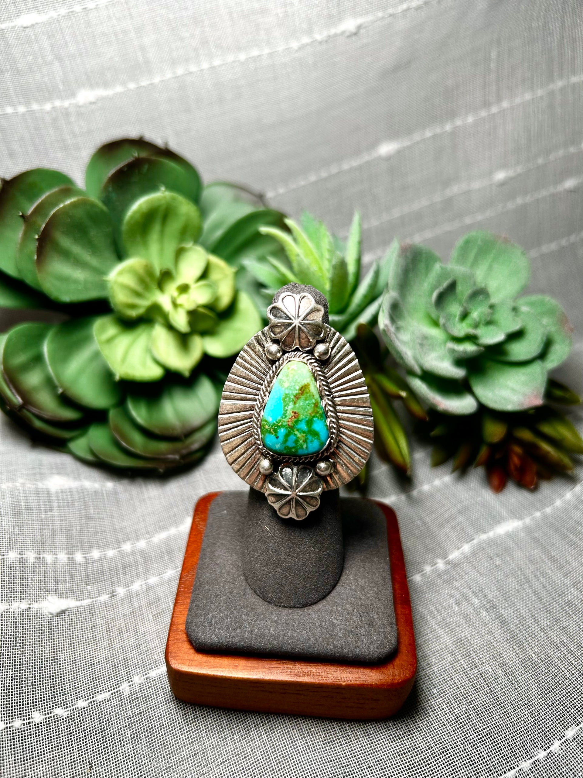 Paul Livingston Sonoran Mountain Turquoise & Sterling Silver Ring Size 5.5