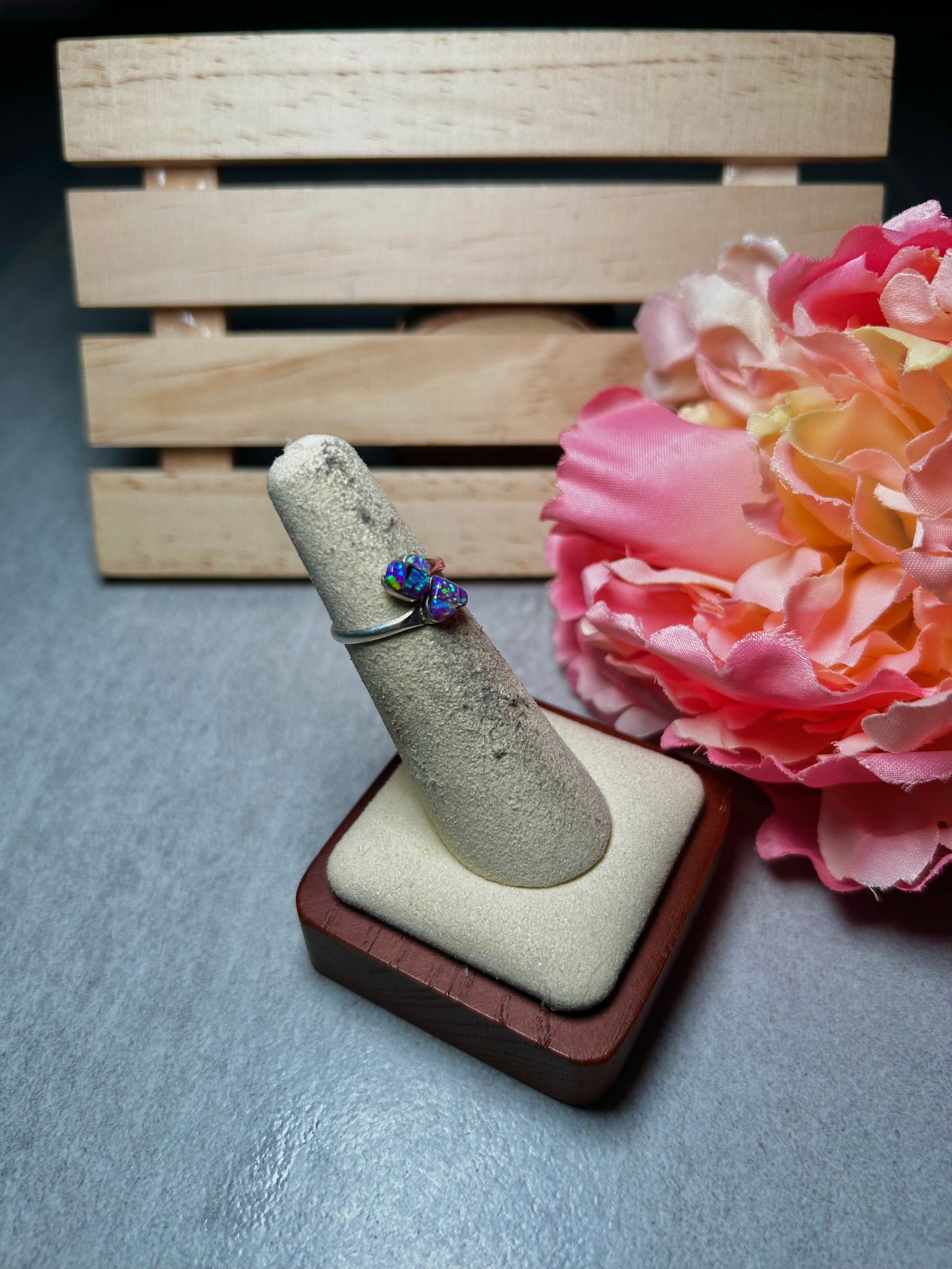 Navajo Made Opal & Sterling Silver Adjustable Ring