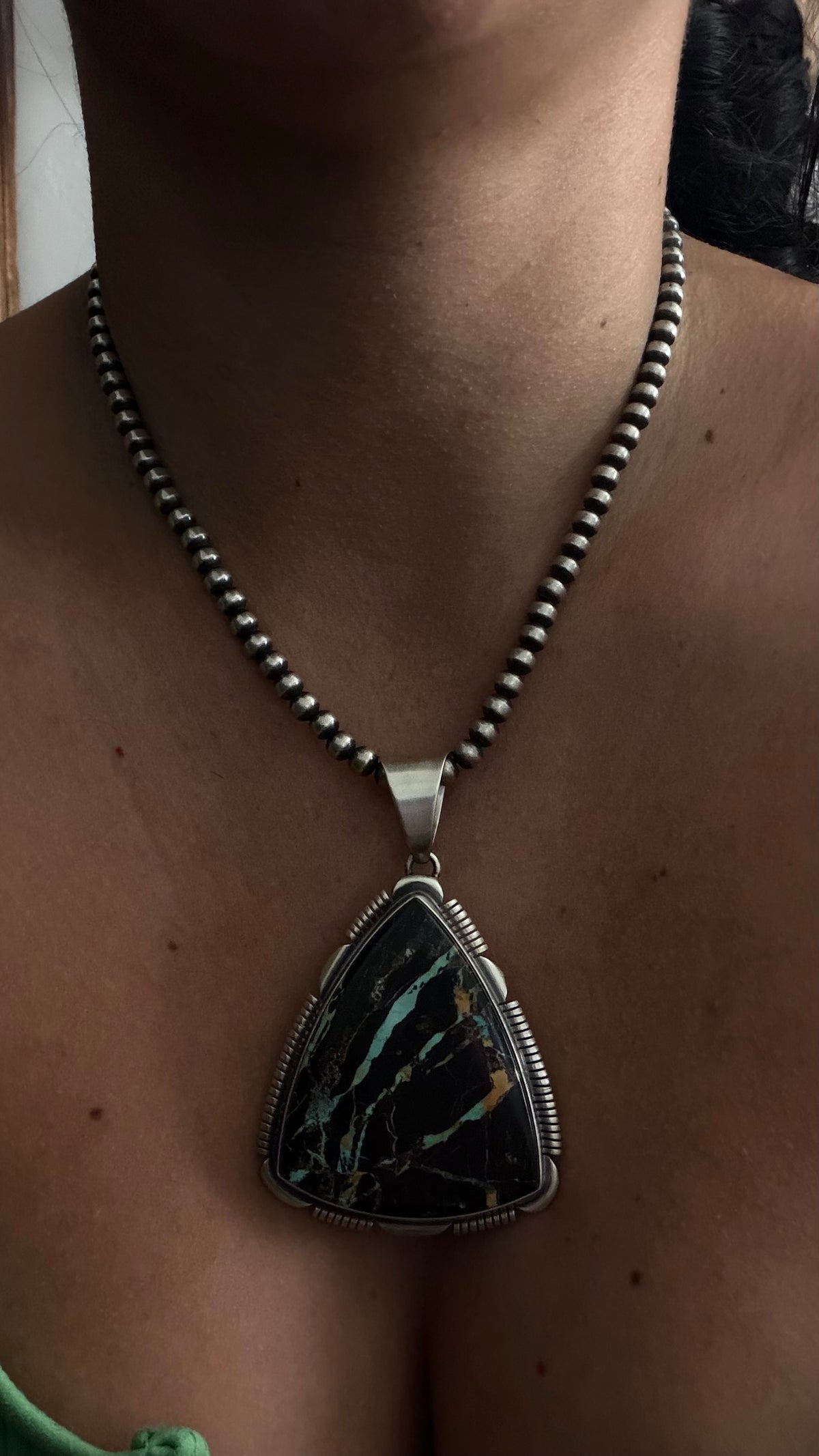 Rick Tolino Black Jack Turquoise & Sterling Silver Pendant