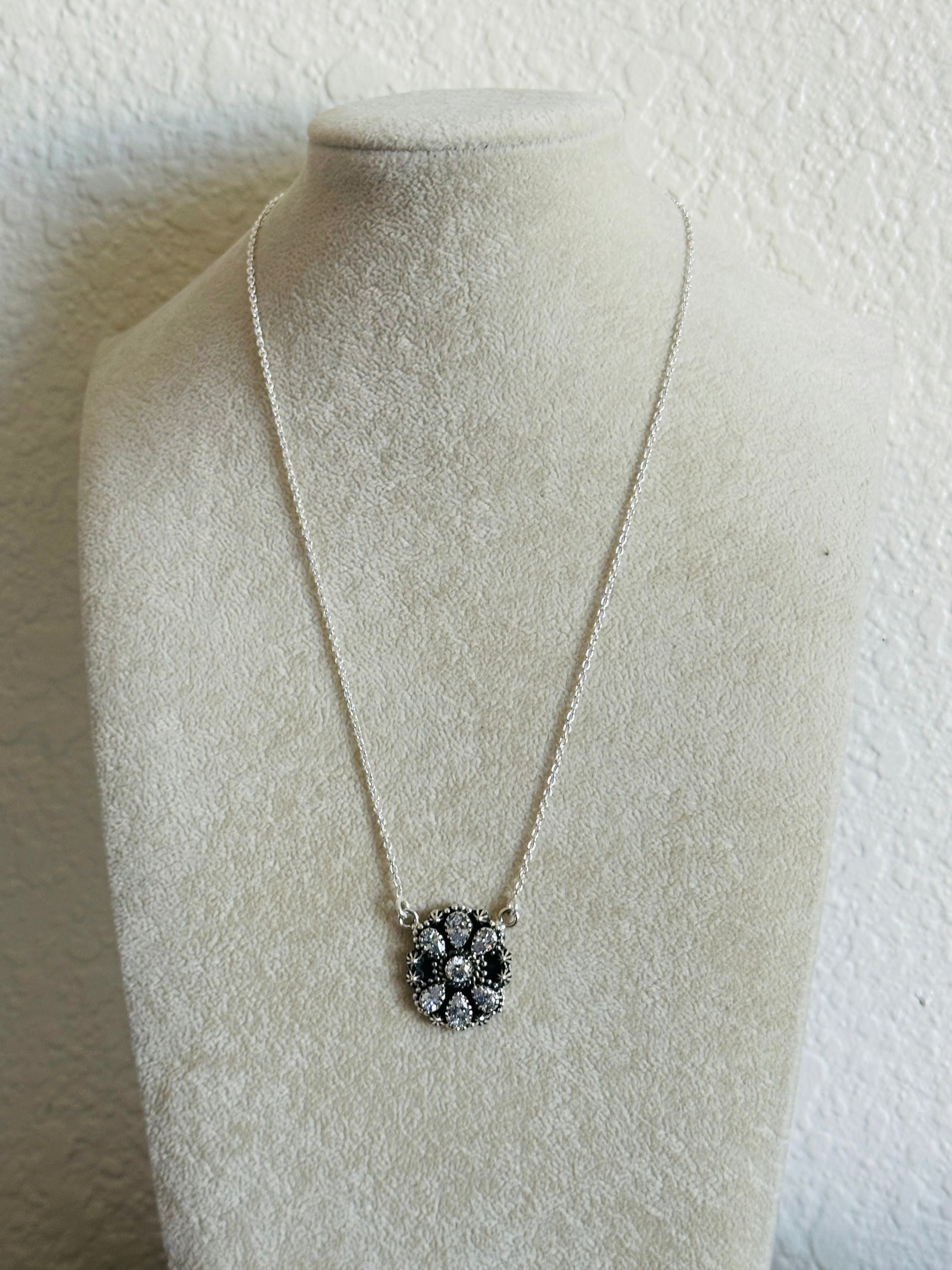 TTD “Sky Cascade” Cubic Zirconia & Sterling Silver Cluster Necklace