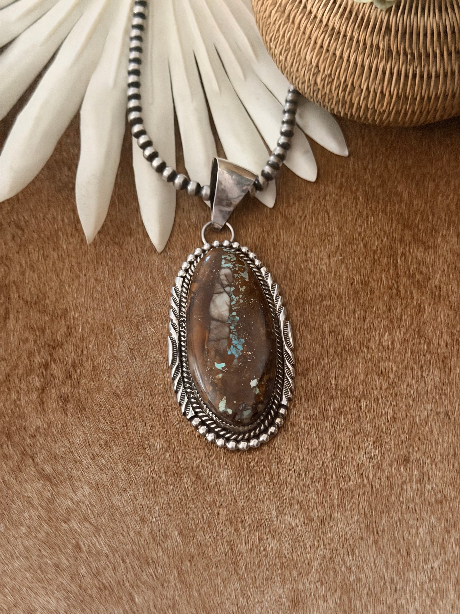 Mike Thomas Jr Ribbon Royston Turquoise & Sterling Silver Pendant