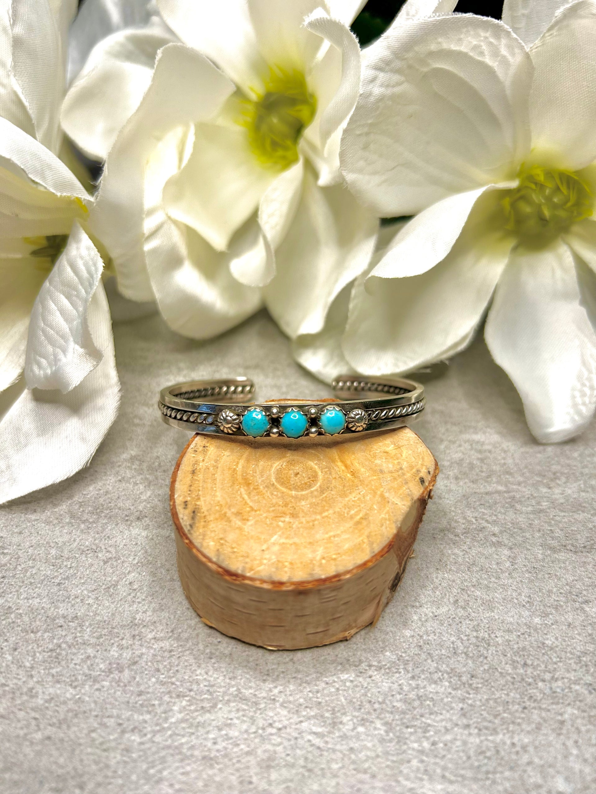 Navajo Made Kingman Turquoise & Sterling Silver Cuff Bracelet