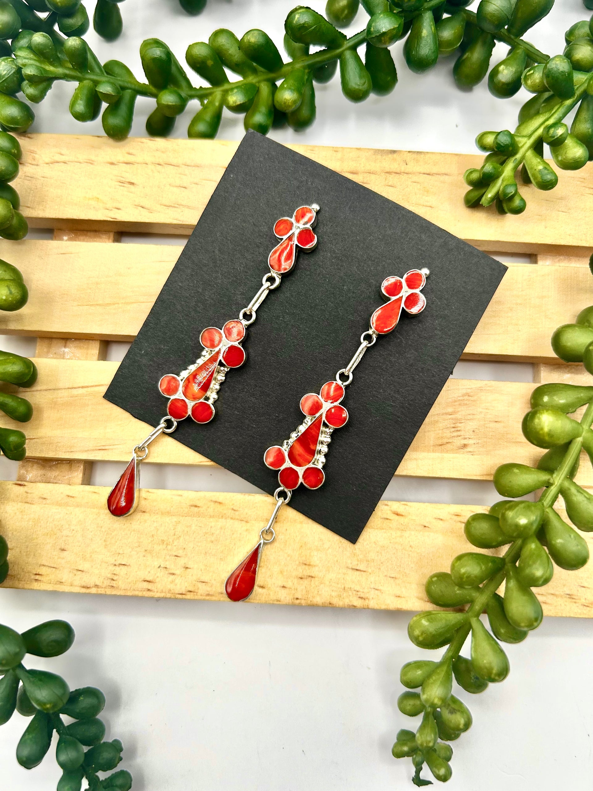 Vivianita Othole Coral & Sterling Silver Post Earrings