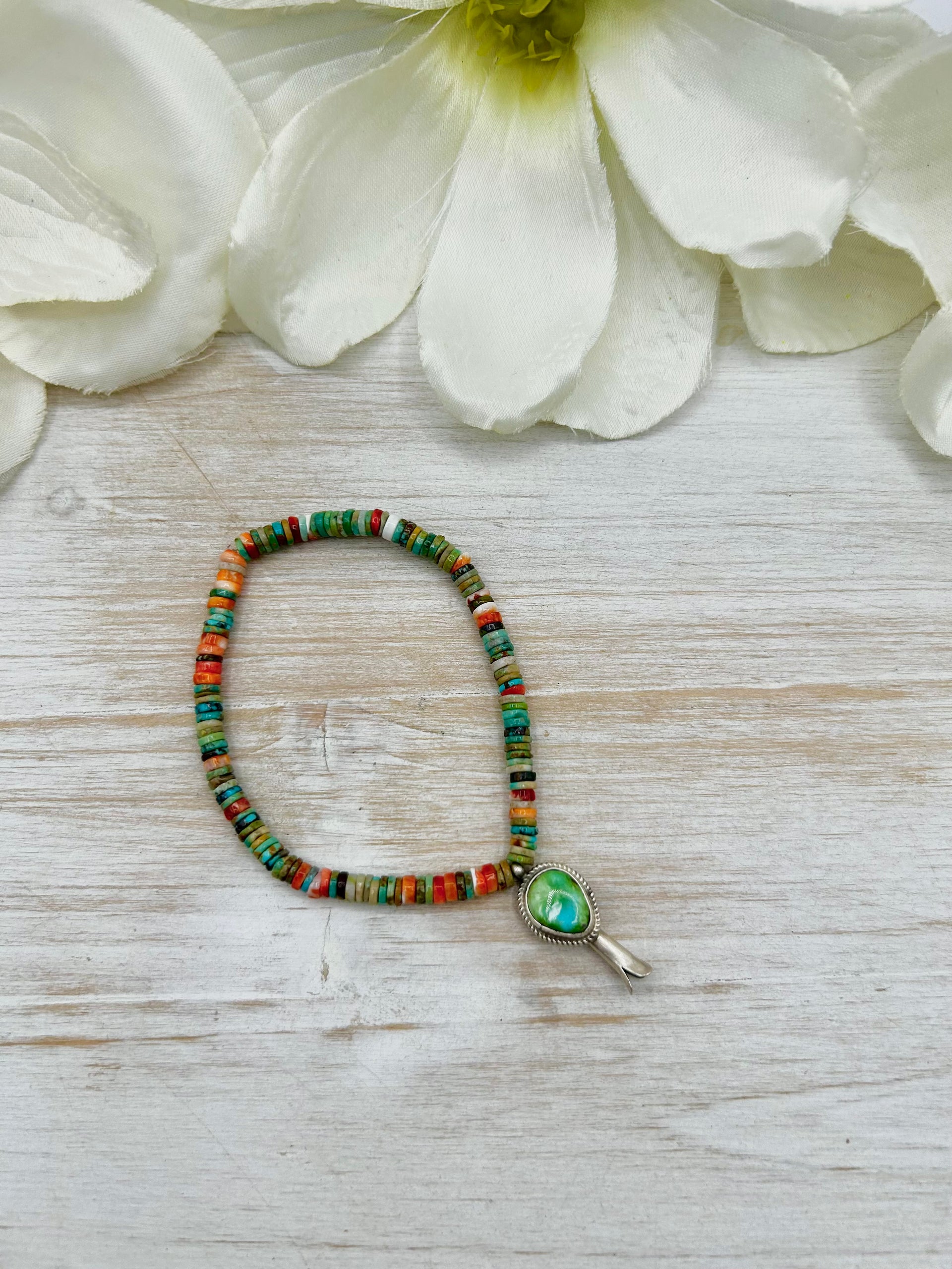 George Rios Multi Stone & Sterling Silver Stretchy Bracelet