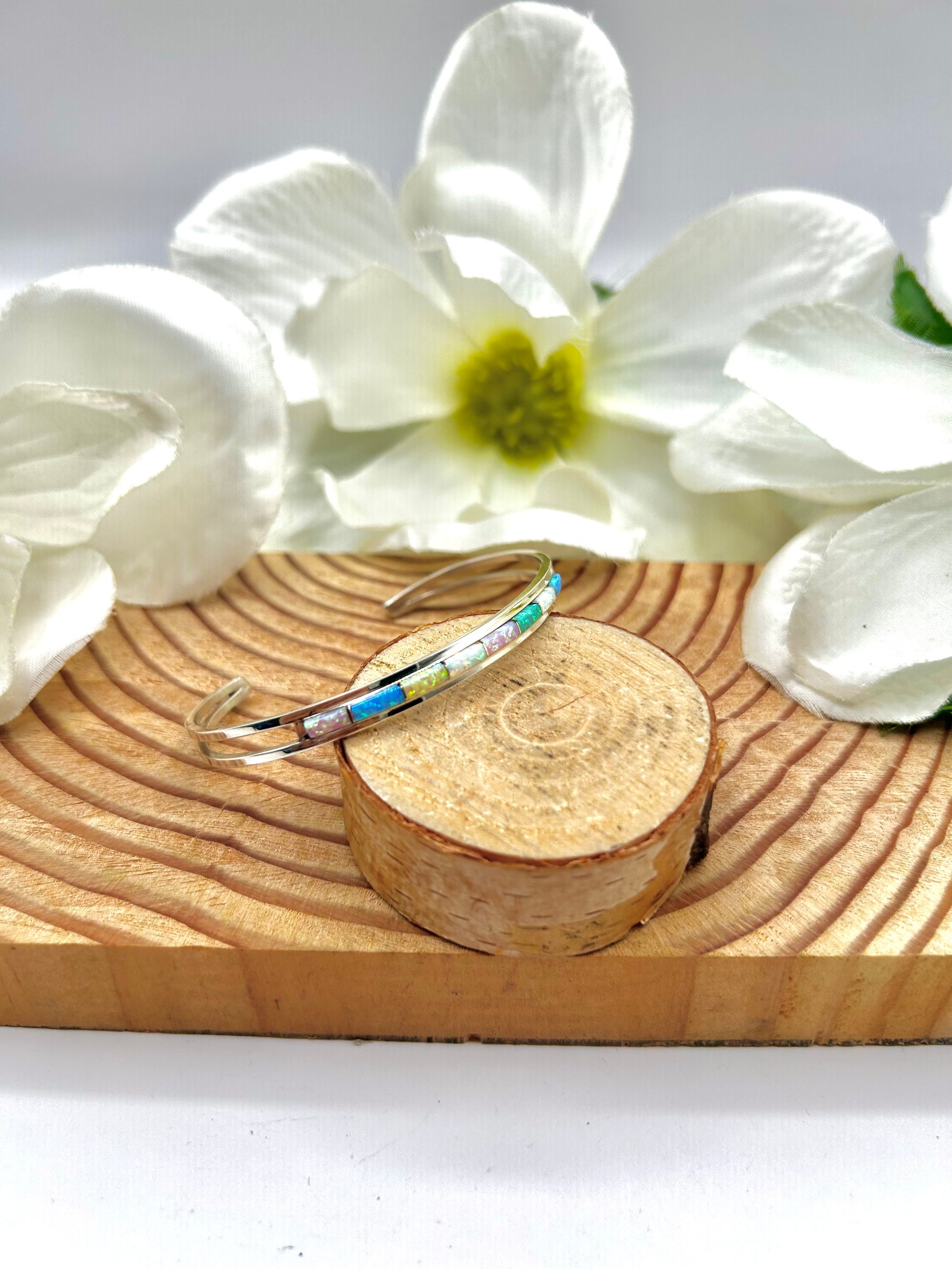 Zuni Made Opal & Sterling Silver Cuff Bracelet