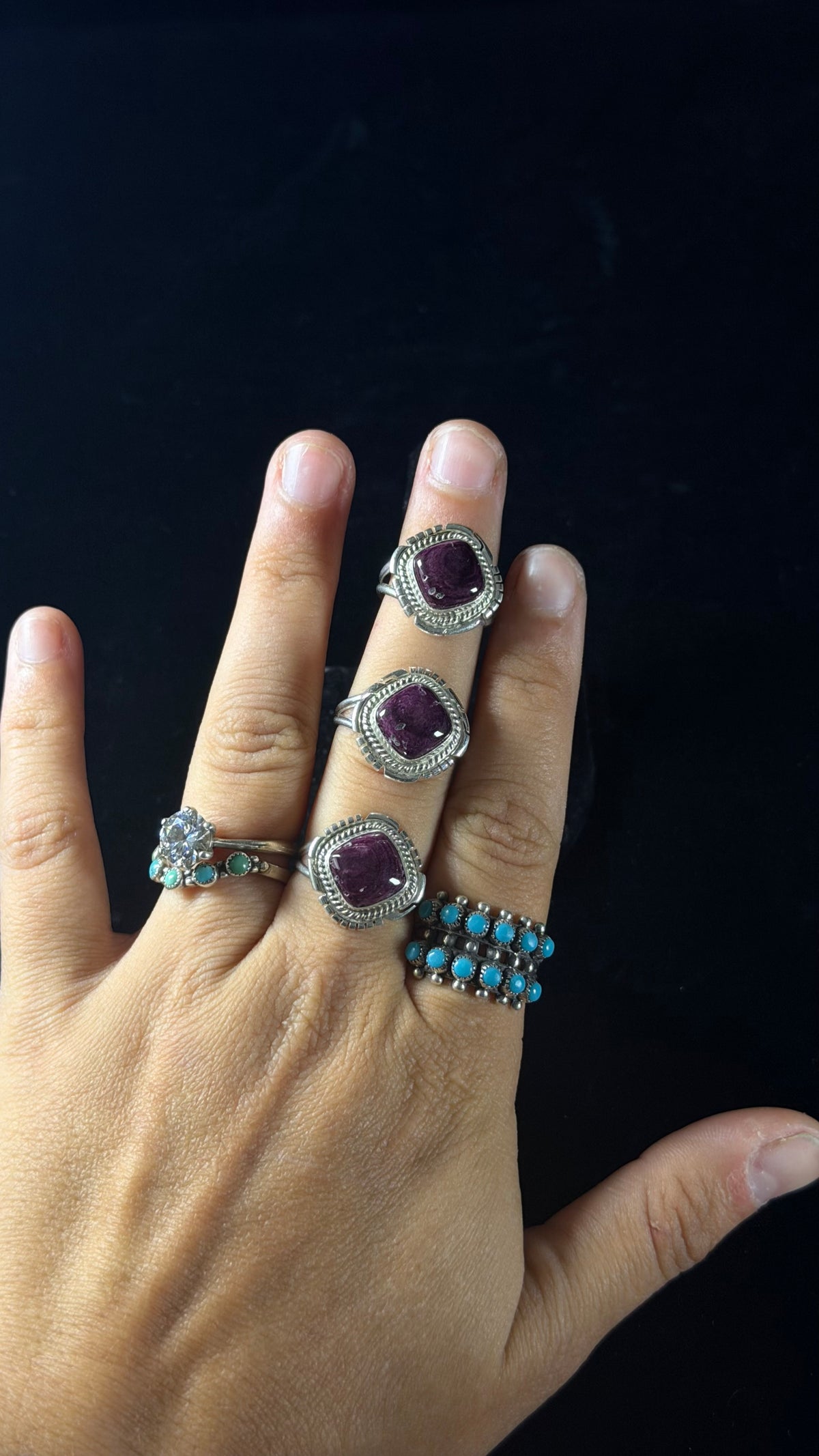 Peggy Skeets Purple Spiny Oyster & Sterling Silver Ring