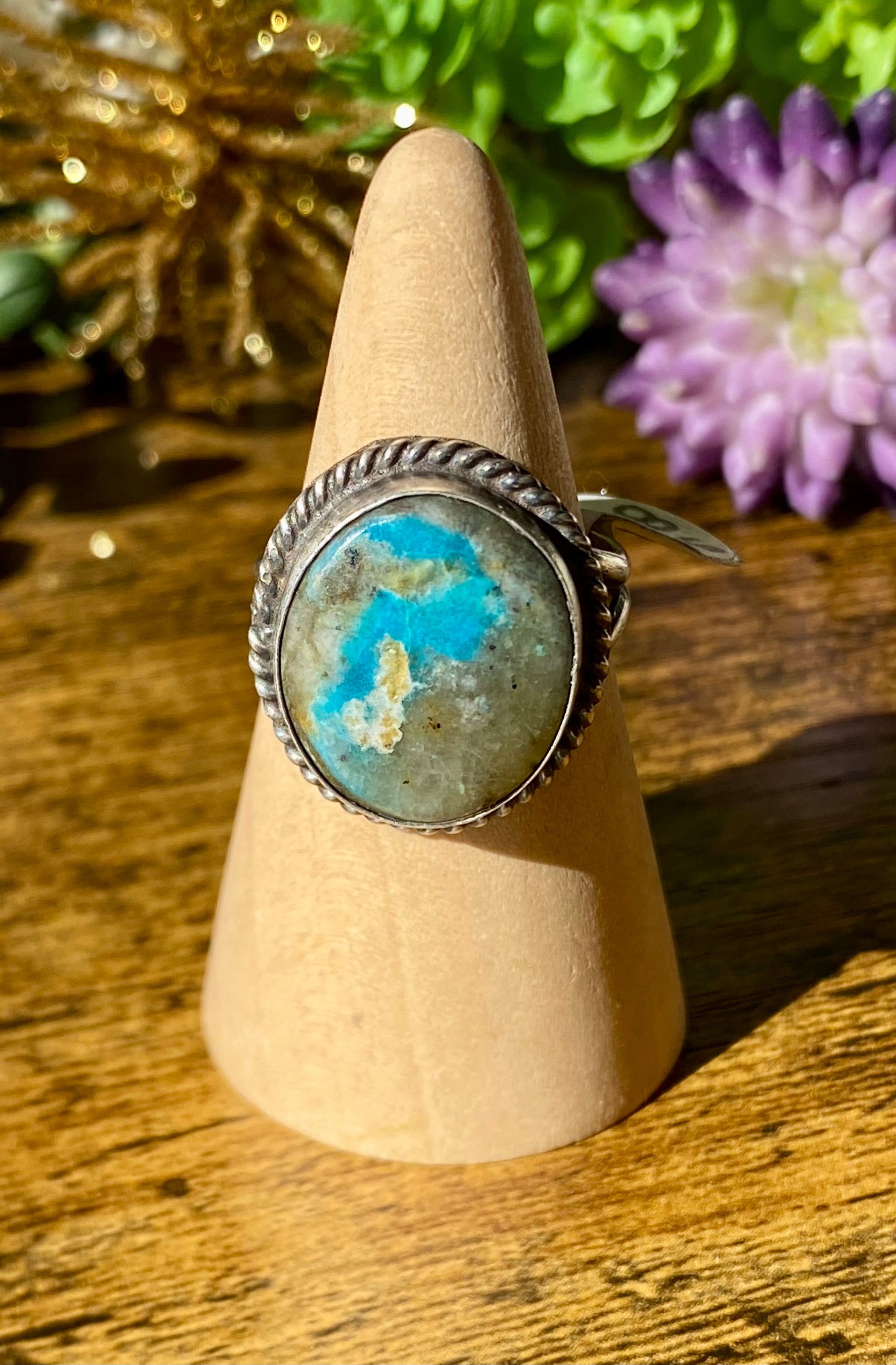 Navajo Handmade Royston Turquoise & Sterling Silver Ring Size 8.5