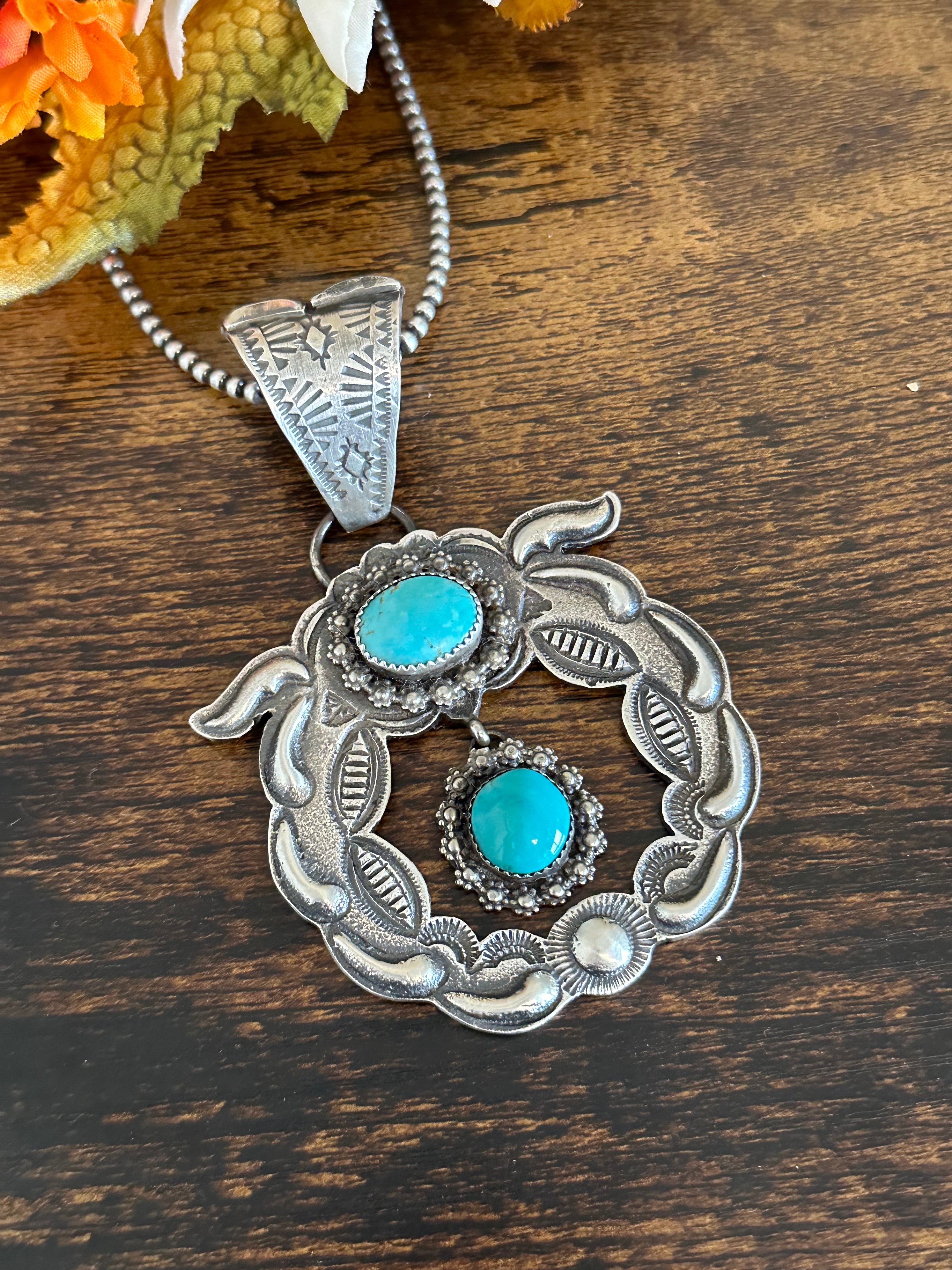 Richard Yazza Kingman Turquoise & Sterling Silver Pendant