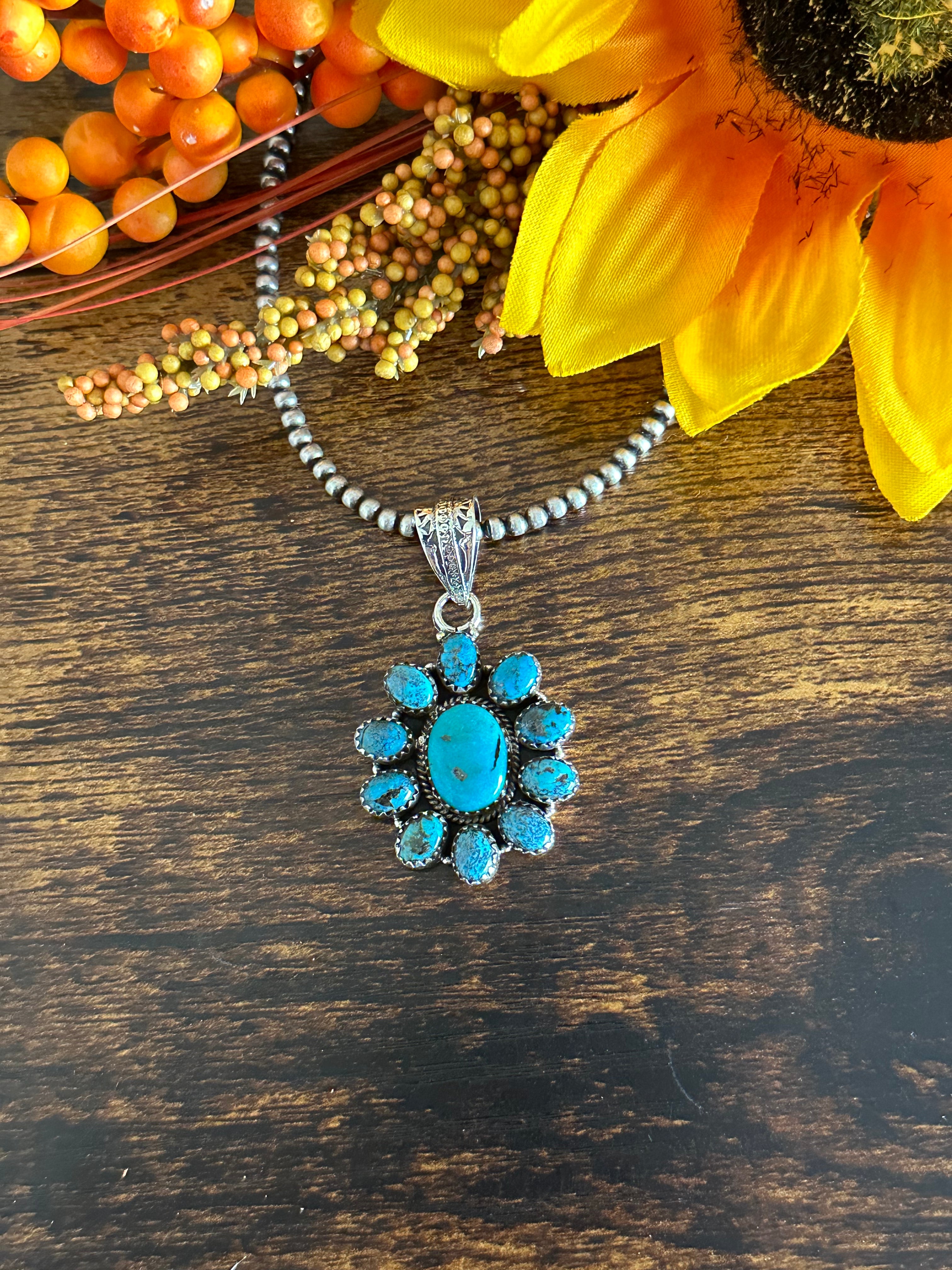 Southwest Handmade Kingman Turquoise & Sterling Silver Pendant