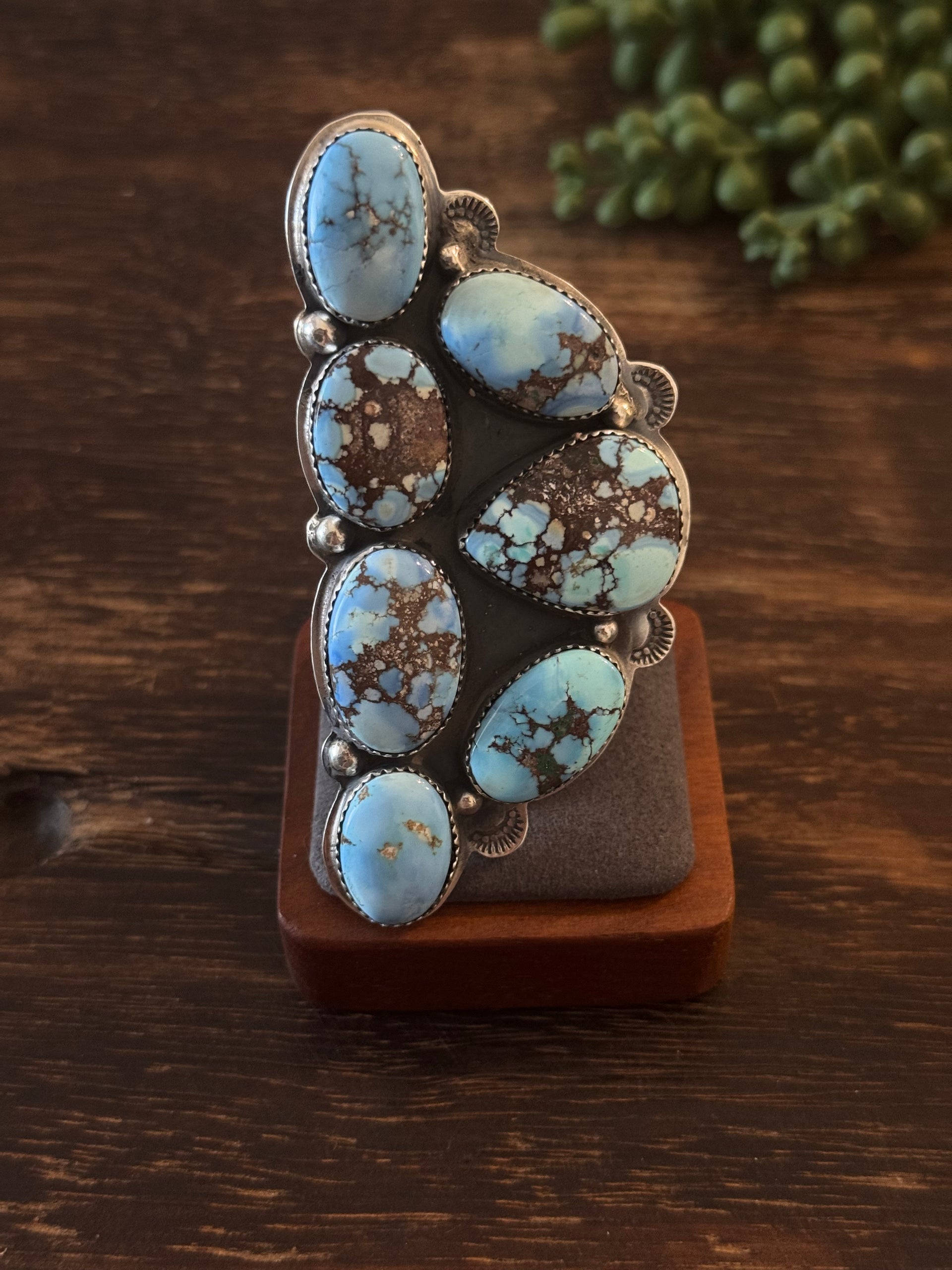 Boyd Ashley Golden Hills Turquoise & Sterling Silver Cluster Adjustable Ring