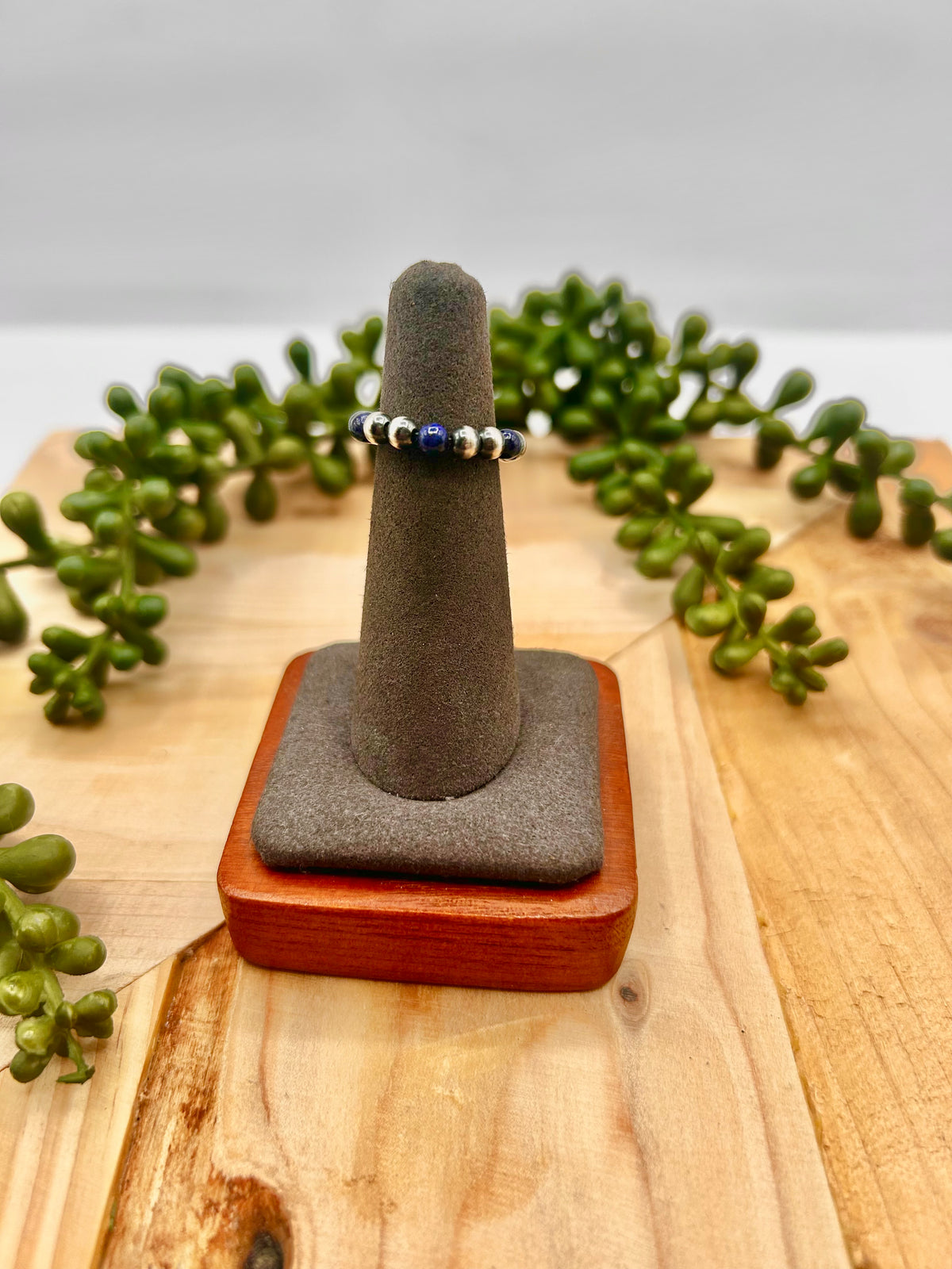 Navajo Made Lapis & Sterling Silver Strung Ring
