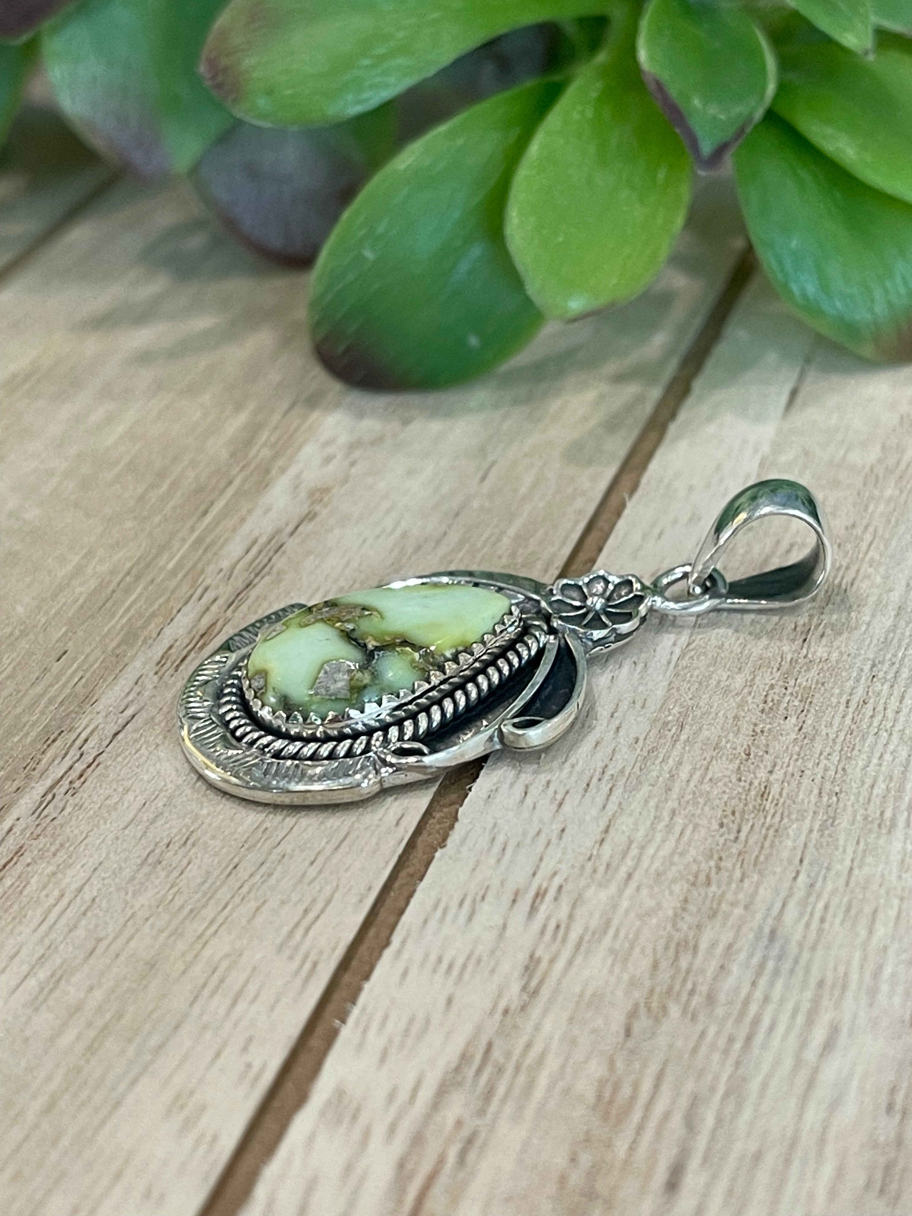 Southwest Palomino Varicsite & Sterling Silver Pendant