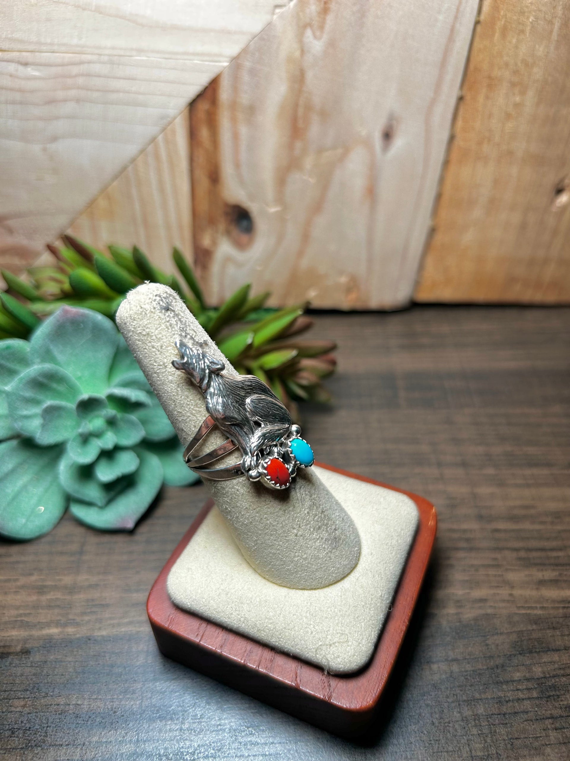 Navajo Made Multi Stone & Sterling Silver Ring Size 7