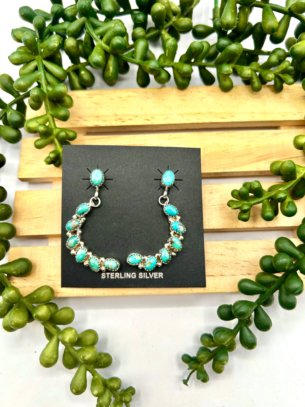 Navajo Made Kingman Turquoise & Sterling Silver Post Earrings