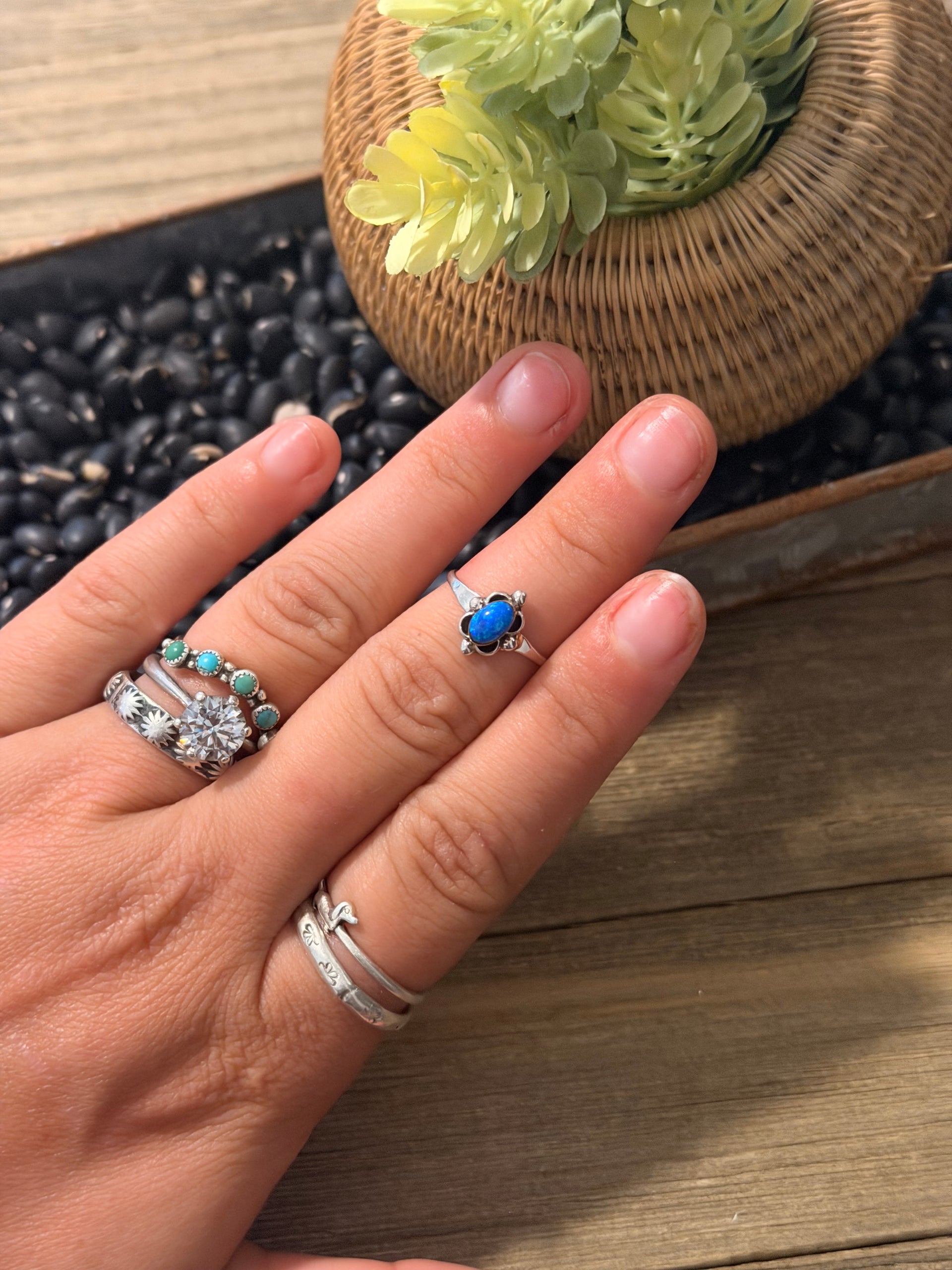 Navajo Made Opal & Sterling Silver Ring
