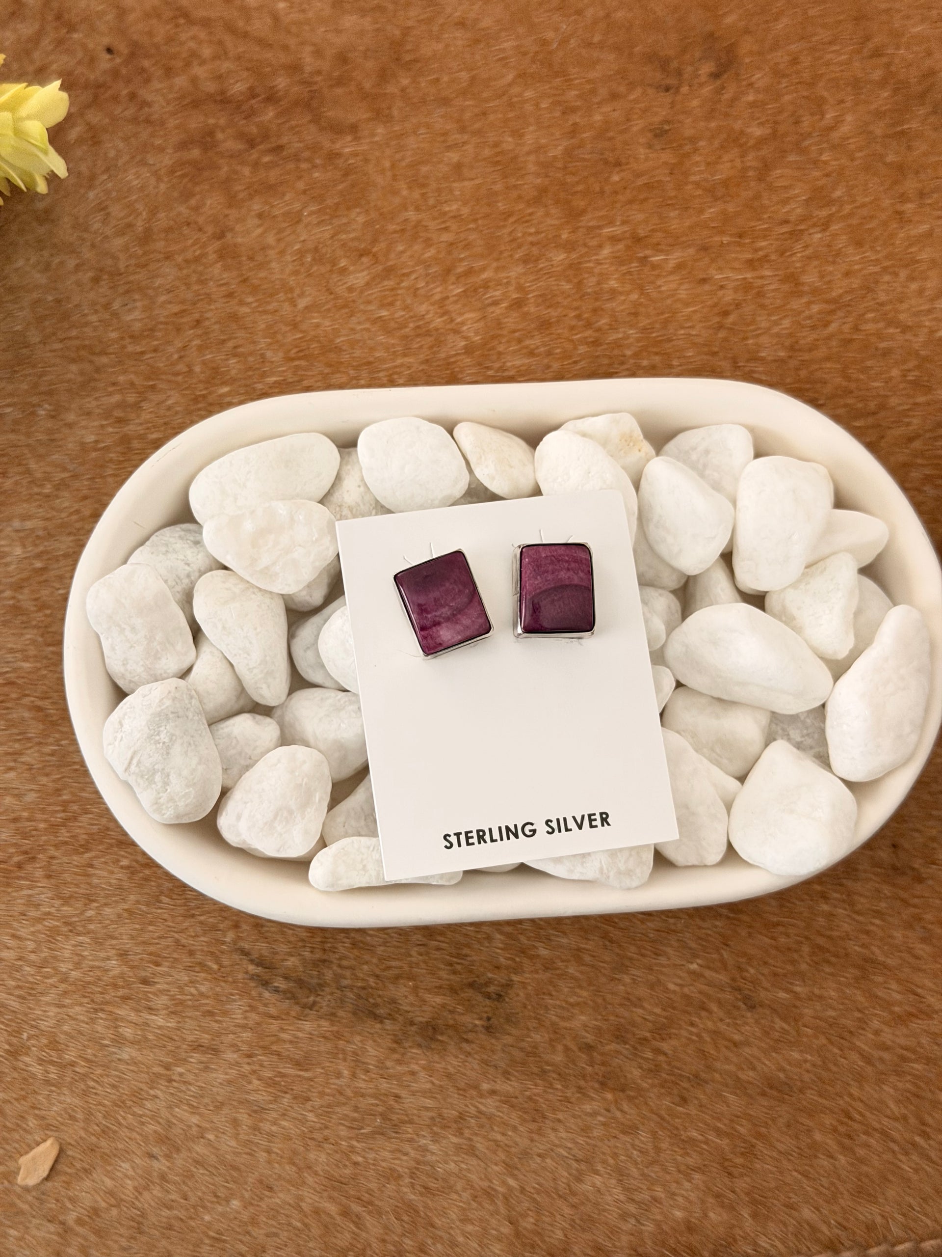 Jon Frank Purple Spiny Oyster & Sterling Silver Post Earrings