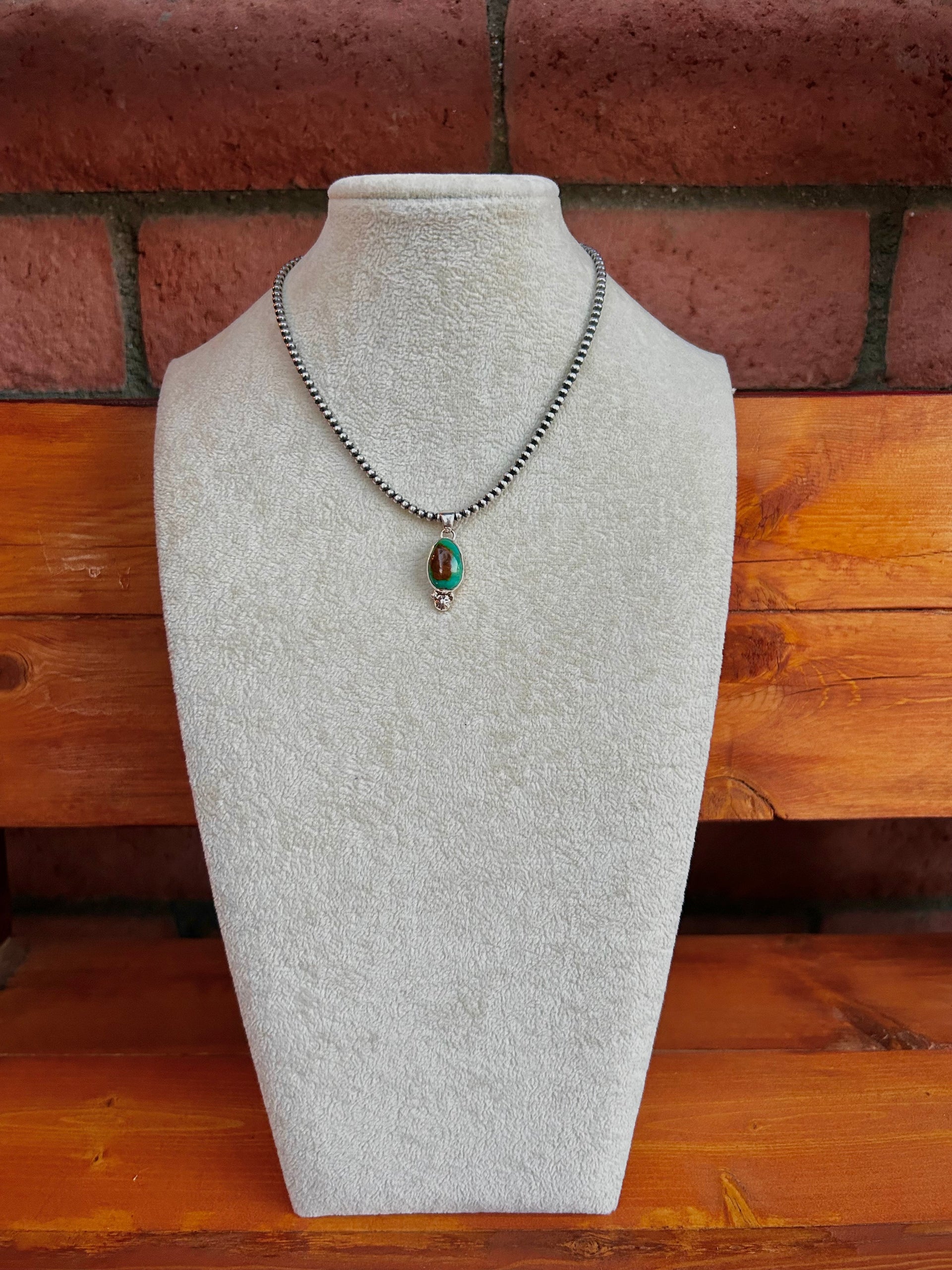 Navajo Made Kingman Turquoise & Sterling Silver Pendant