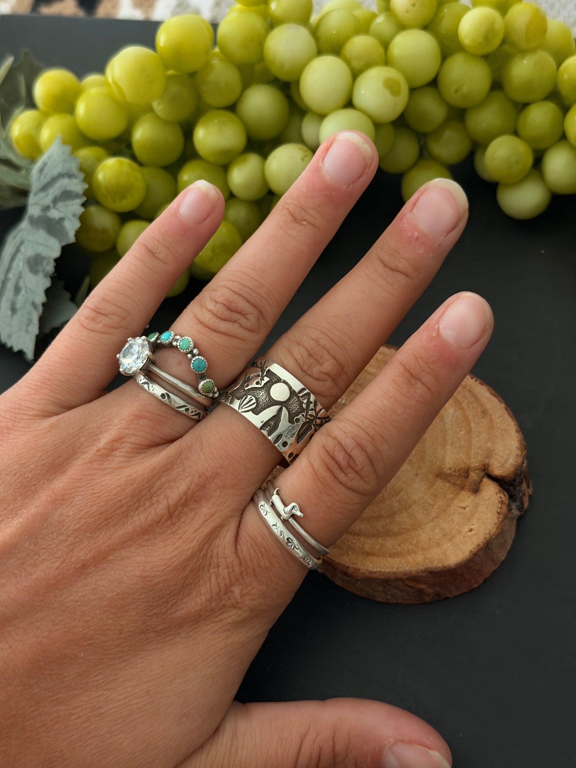 Navajo Made Sterling Silver Story Teller Ring