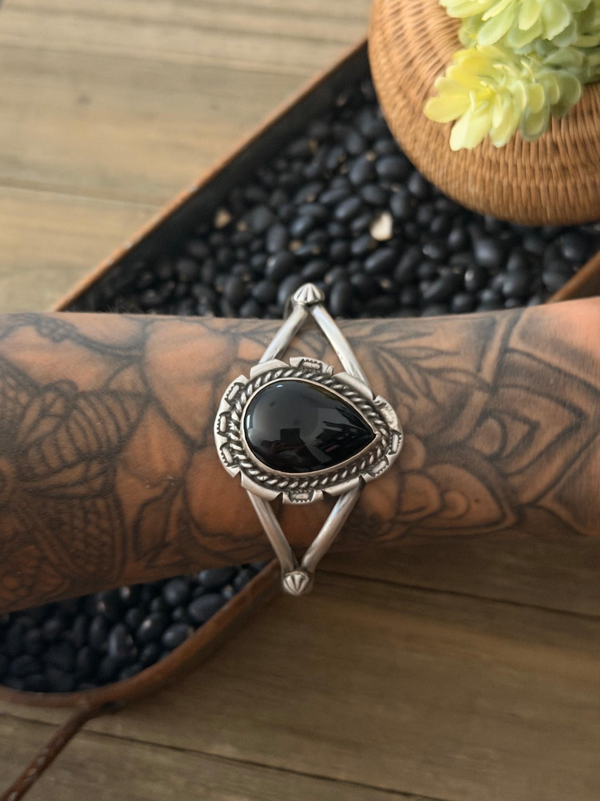 Augustine Largo Onyx & Sterling Silver Cuff Bracelet