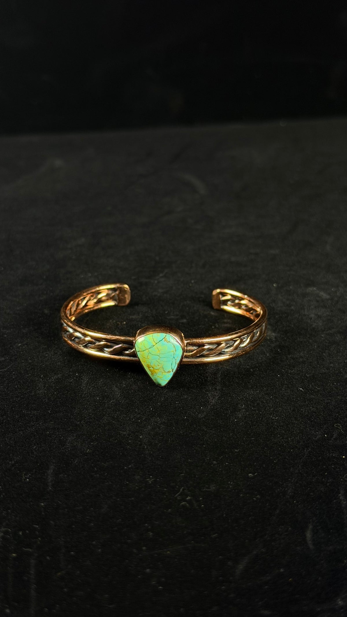 Navajo Made Kingman Turquoise & Copper Cuff Bracelet