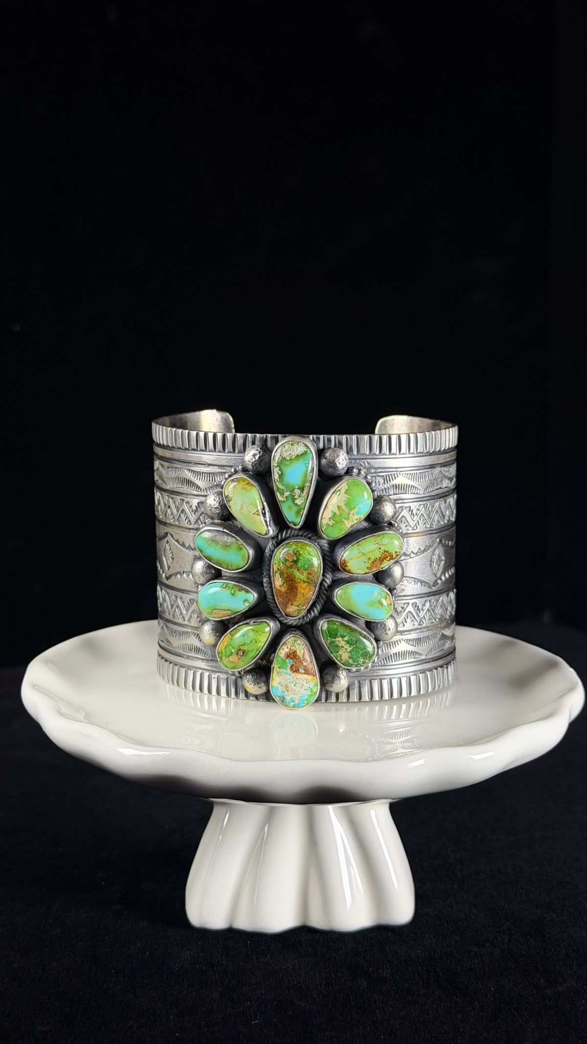 Tillie John Sonoran Mountain Turquoise & Sterling Silver Cluster Cuff Bracelet