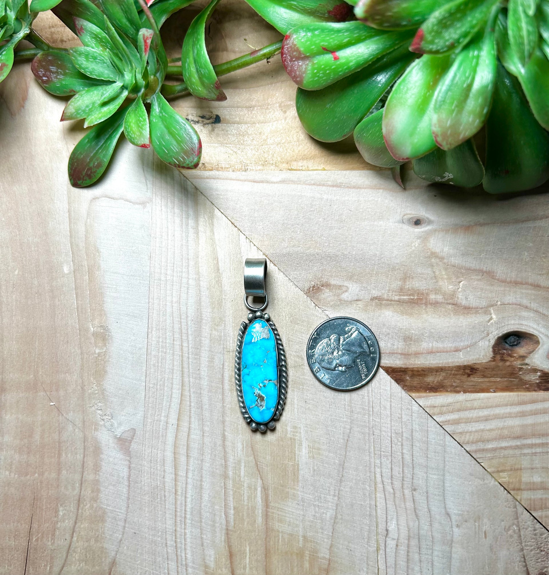 Zachariah David Blue Bird Turquoise & Sterling Silver Pendant