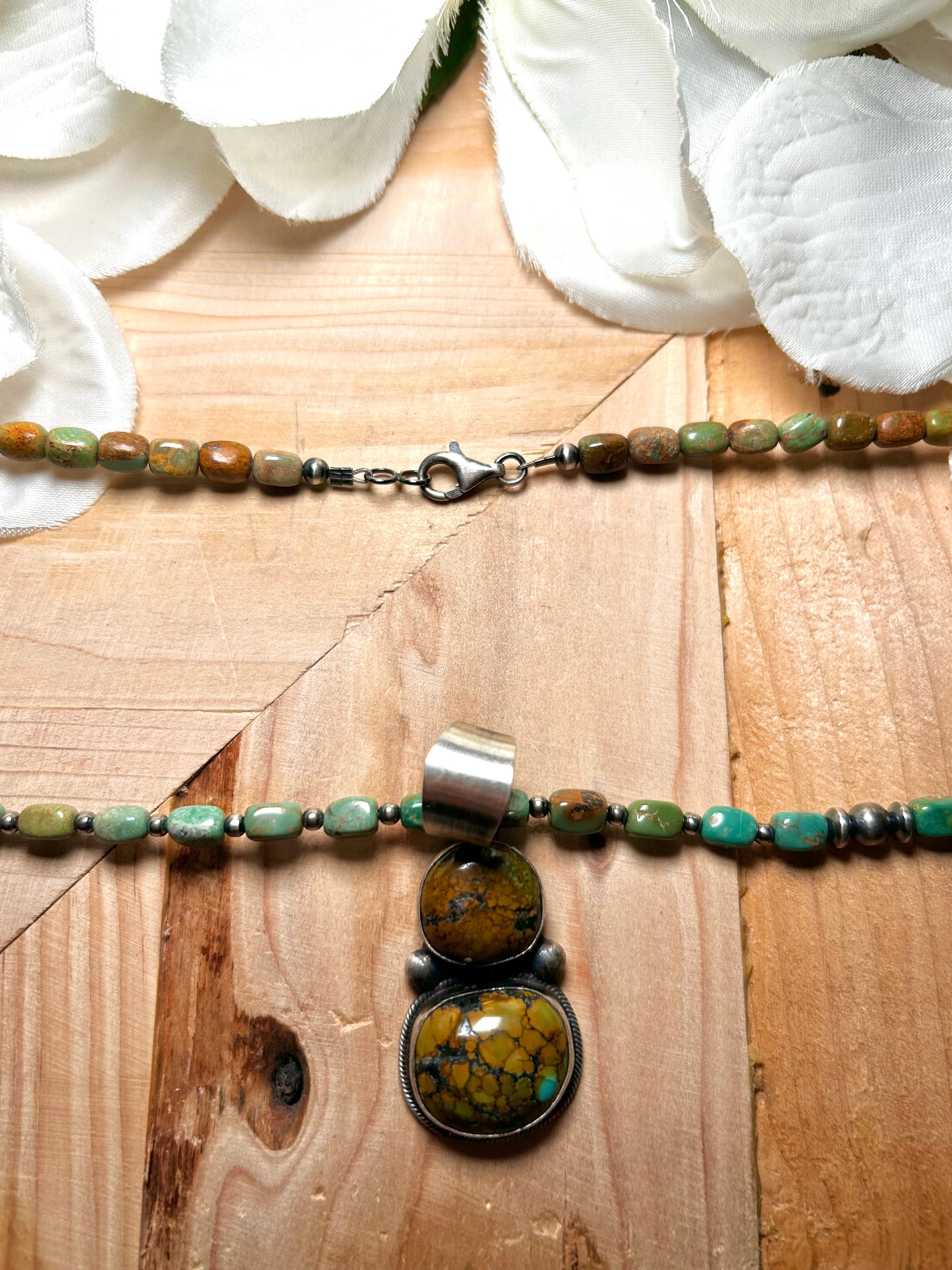 Navajo Made Royston Turquoise & Sterling Silver Necklace