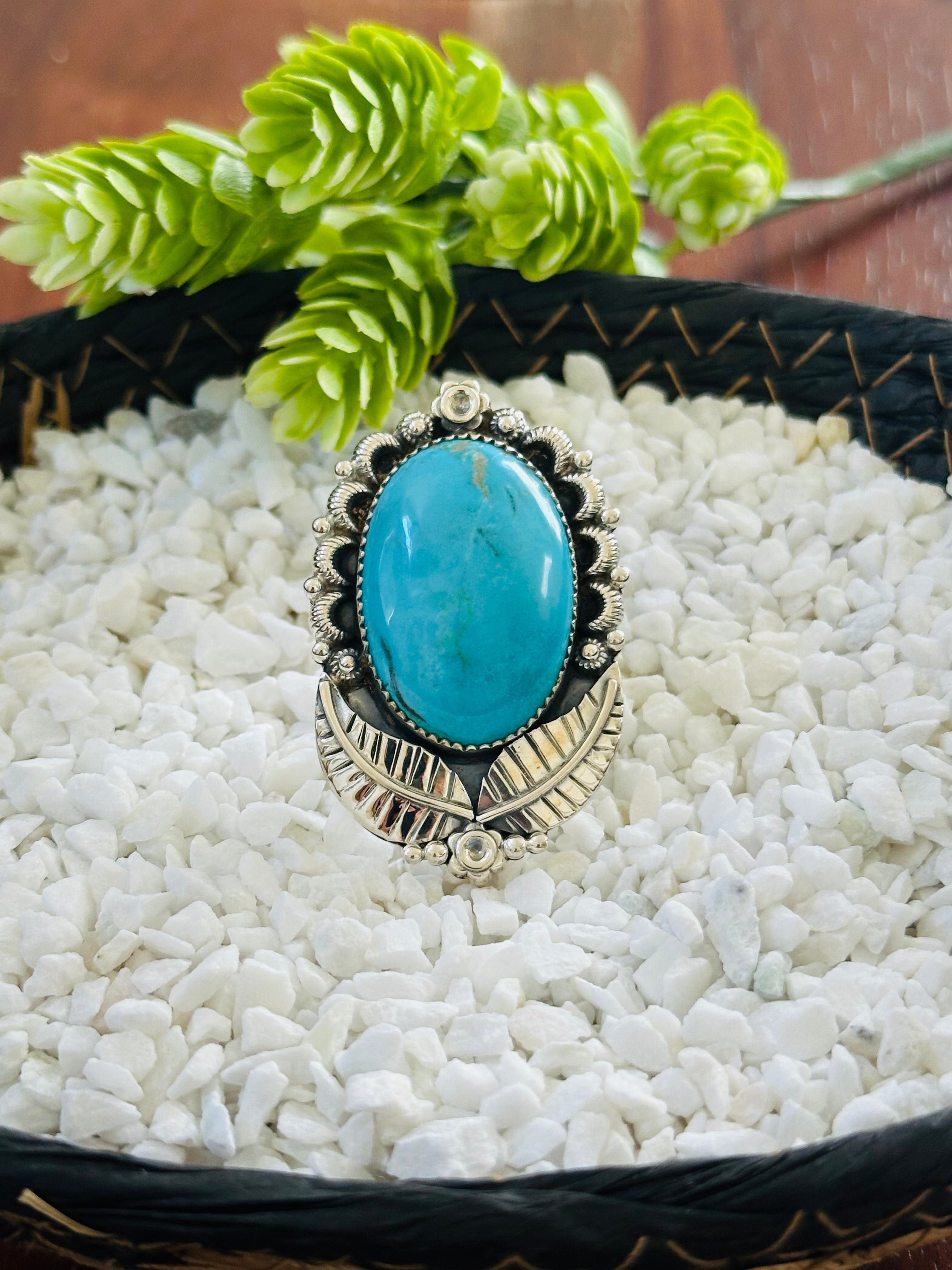 TTD “Retro” Kingman Turquoise & Sterling Silver Adjustable Ring