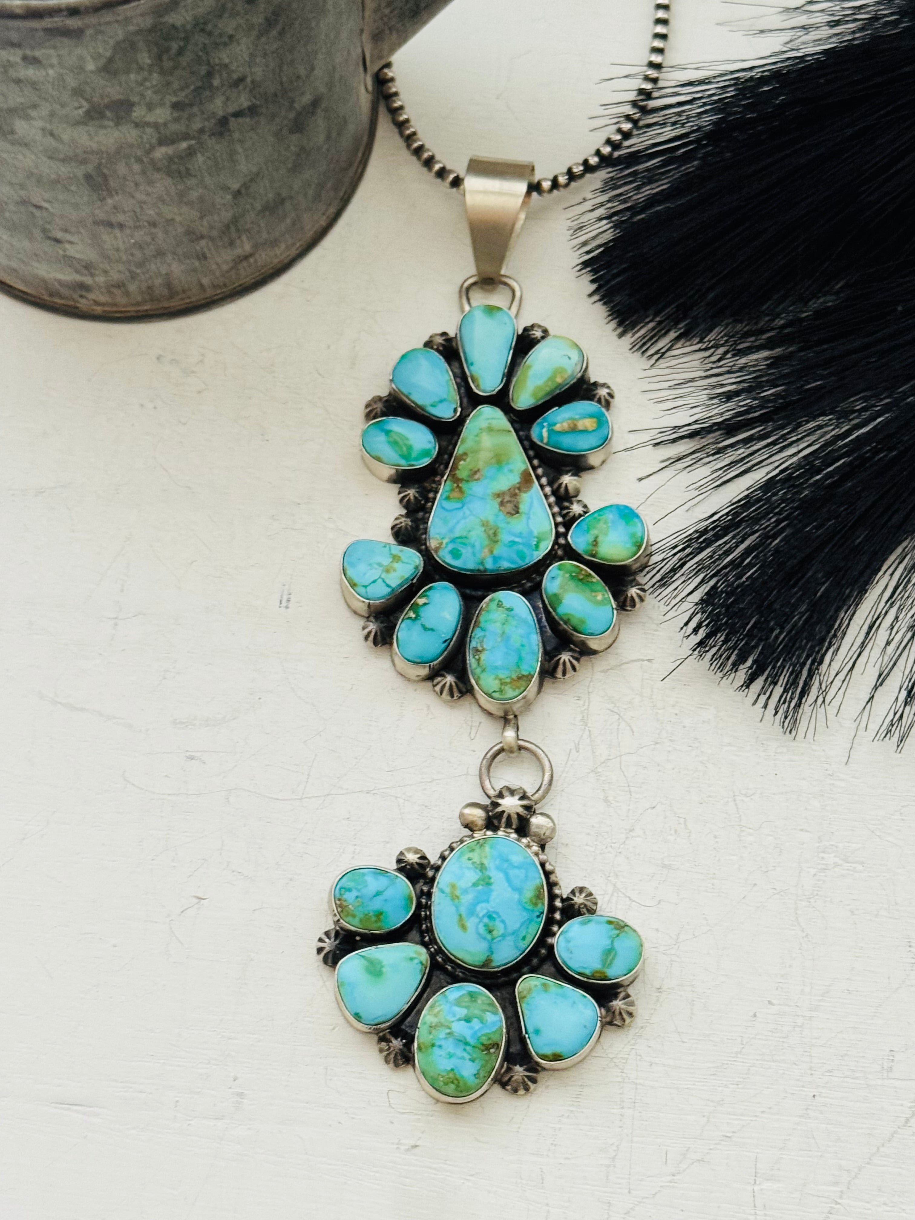 Lorenzo Juan Sonoran Mountain Turquoise & Sterling Silver Cluster Pendant