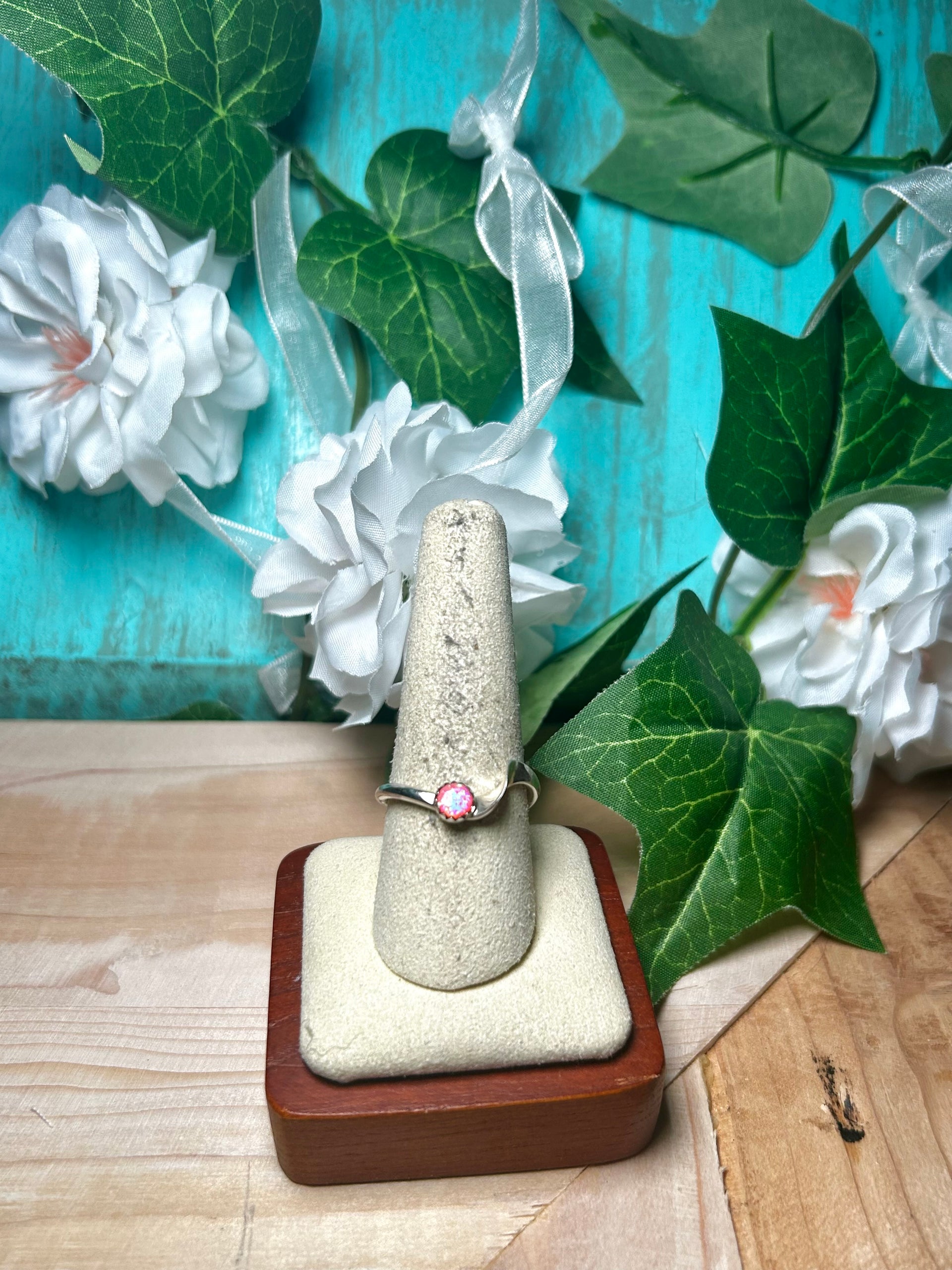 Navajo Made Opal & Sterling Silver Ring Size 9.75